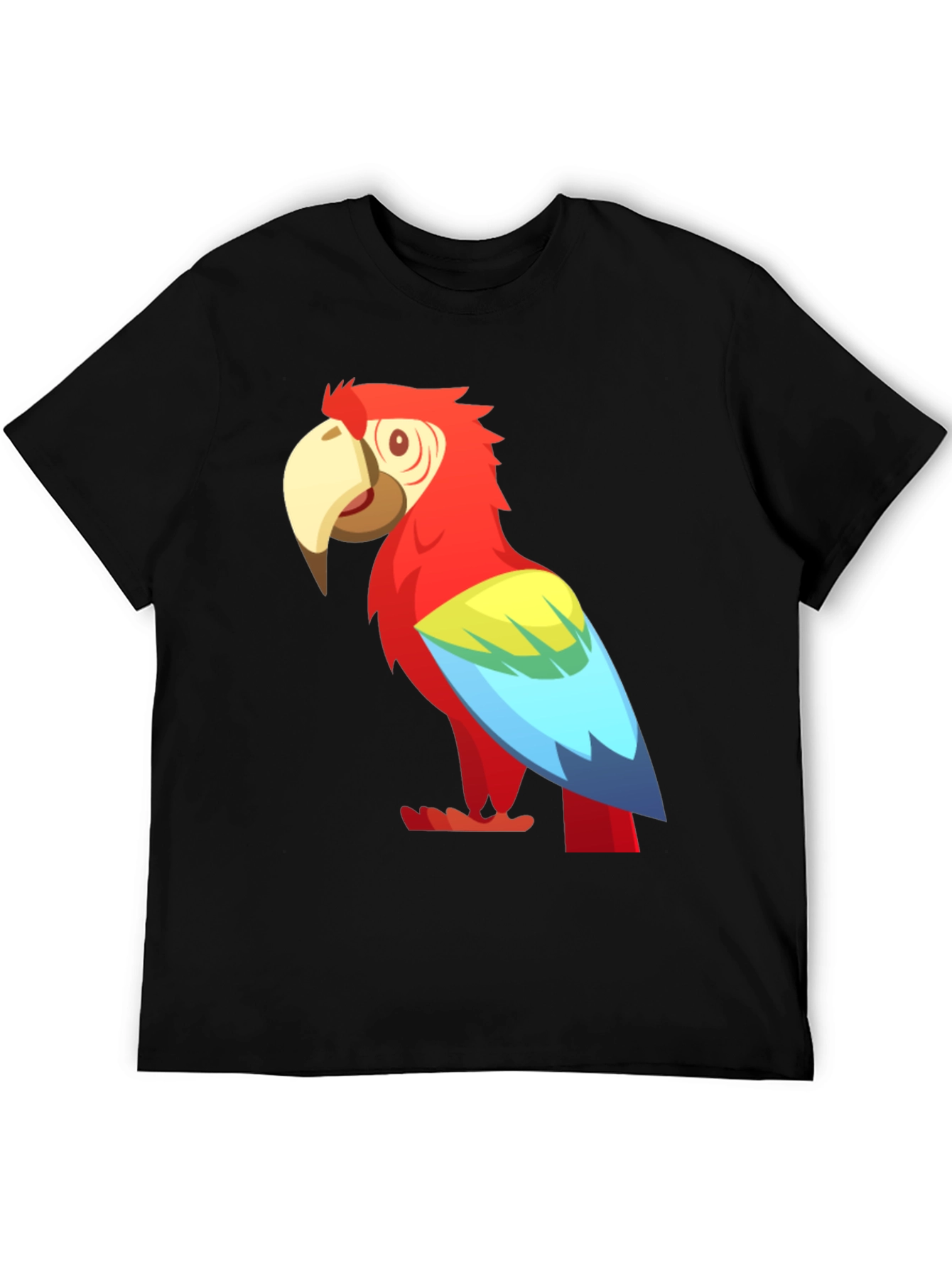 Black Cartoon Parrot Graphic Tee - Black view 5