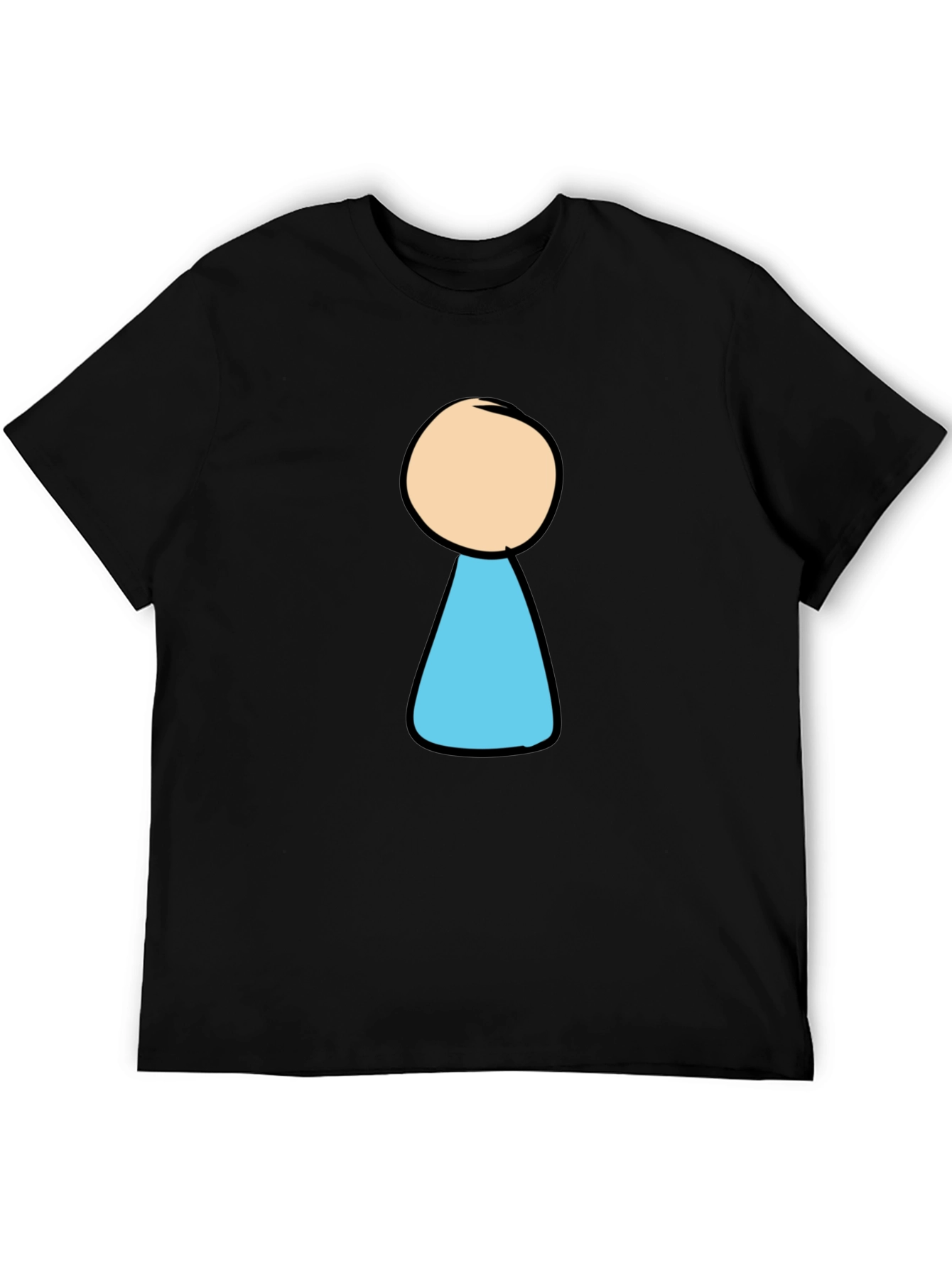 Black Black T-Shirt with Cartoon Keyhole Design view 5