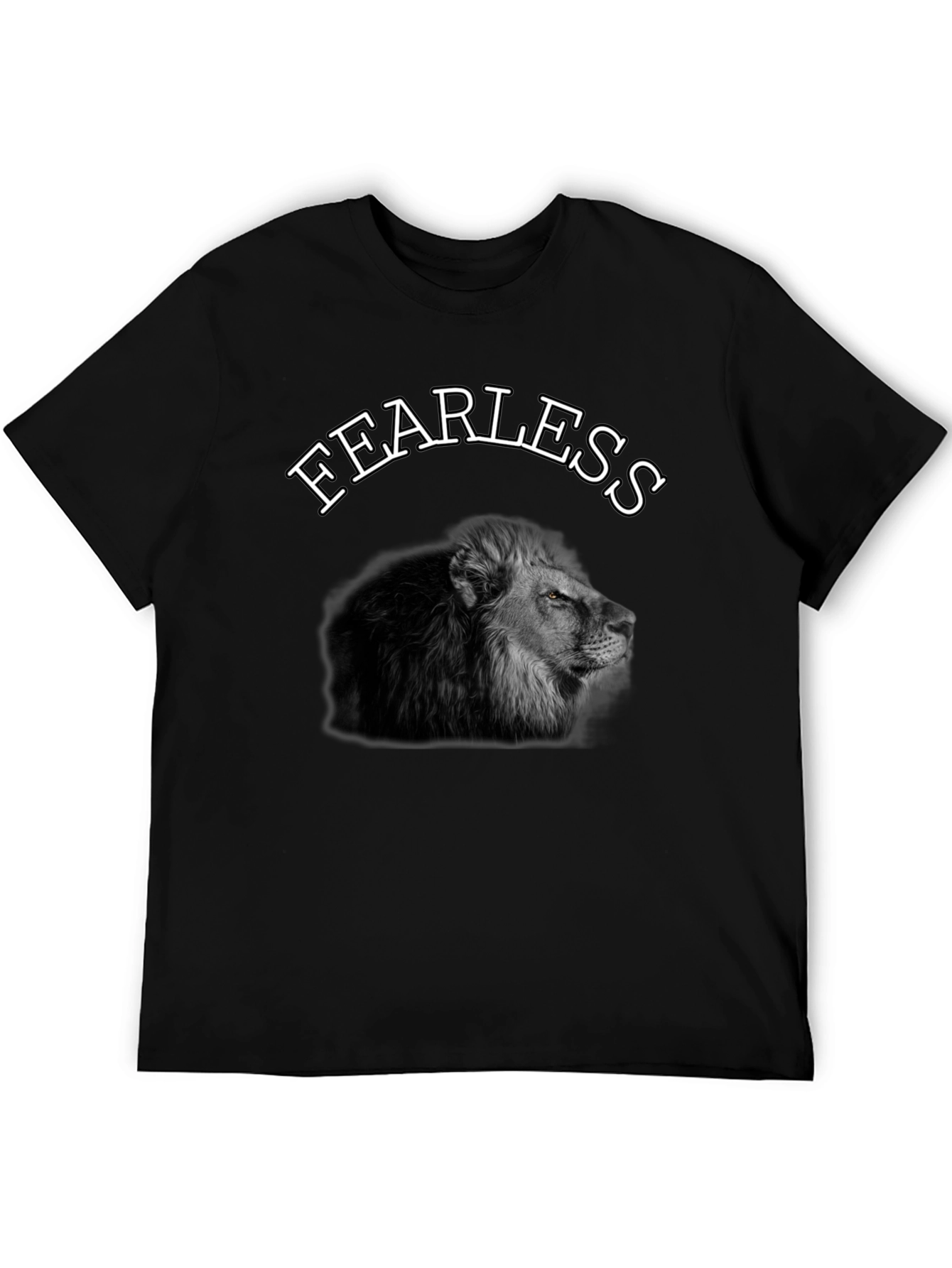 Black Fearless Lion Graphic Tee - Black Cotton T-Shirt view 5