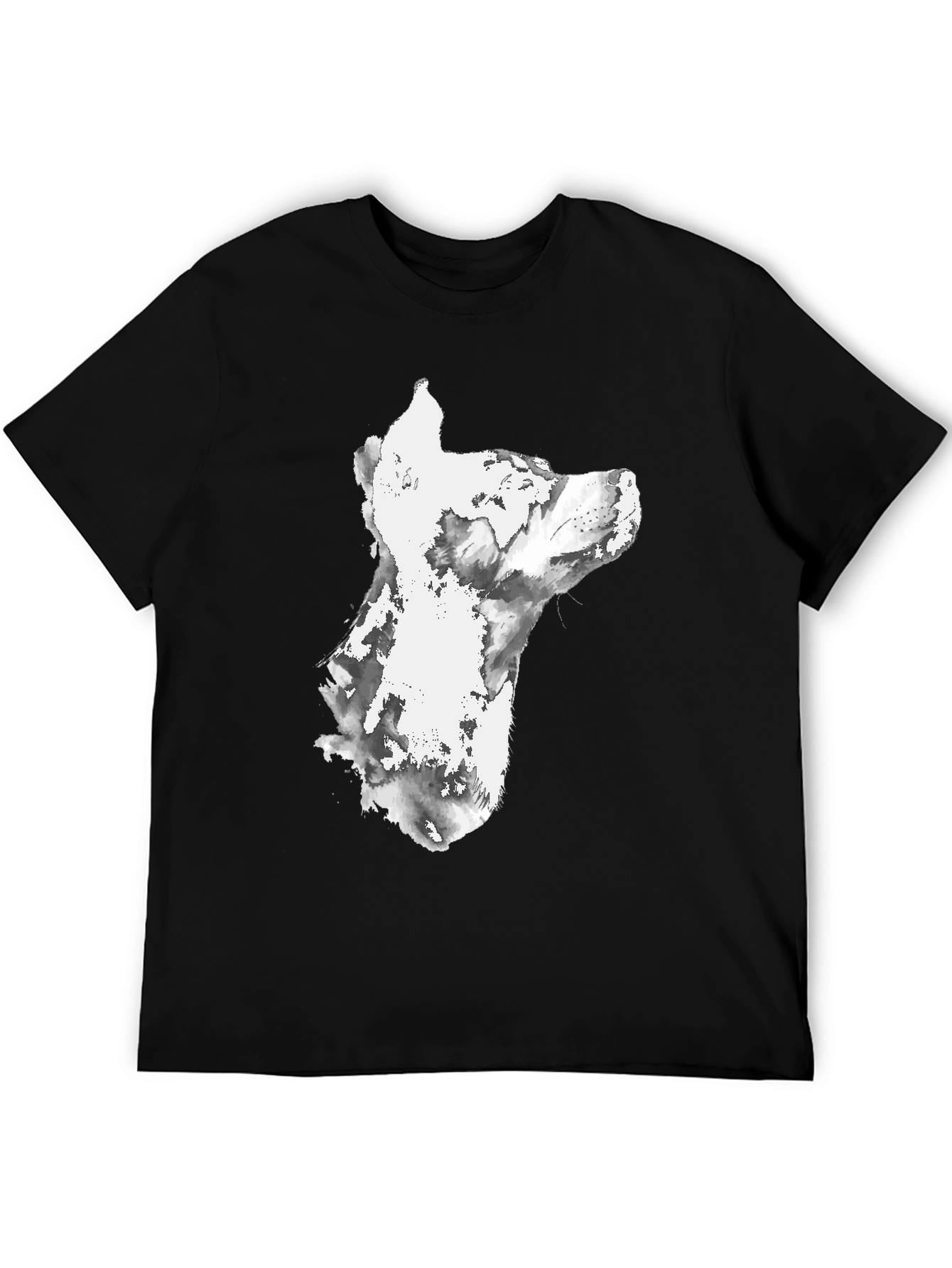 Black Dog Watercolor Graphic Print Black T-Shirt view 5