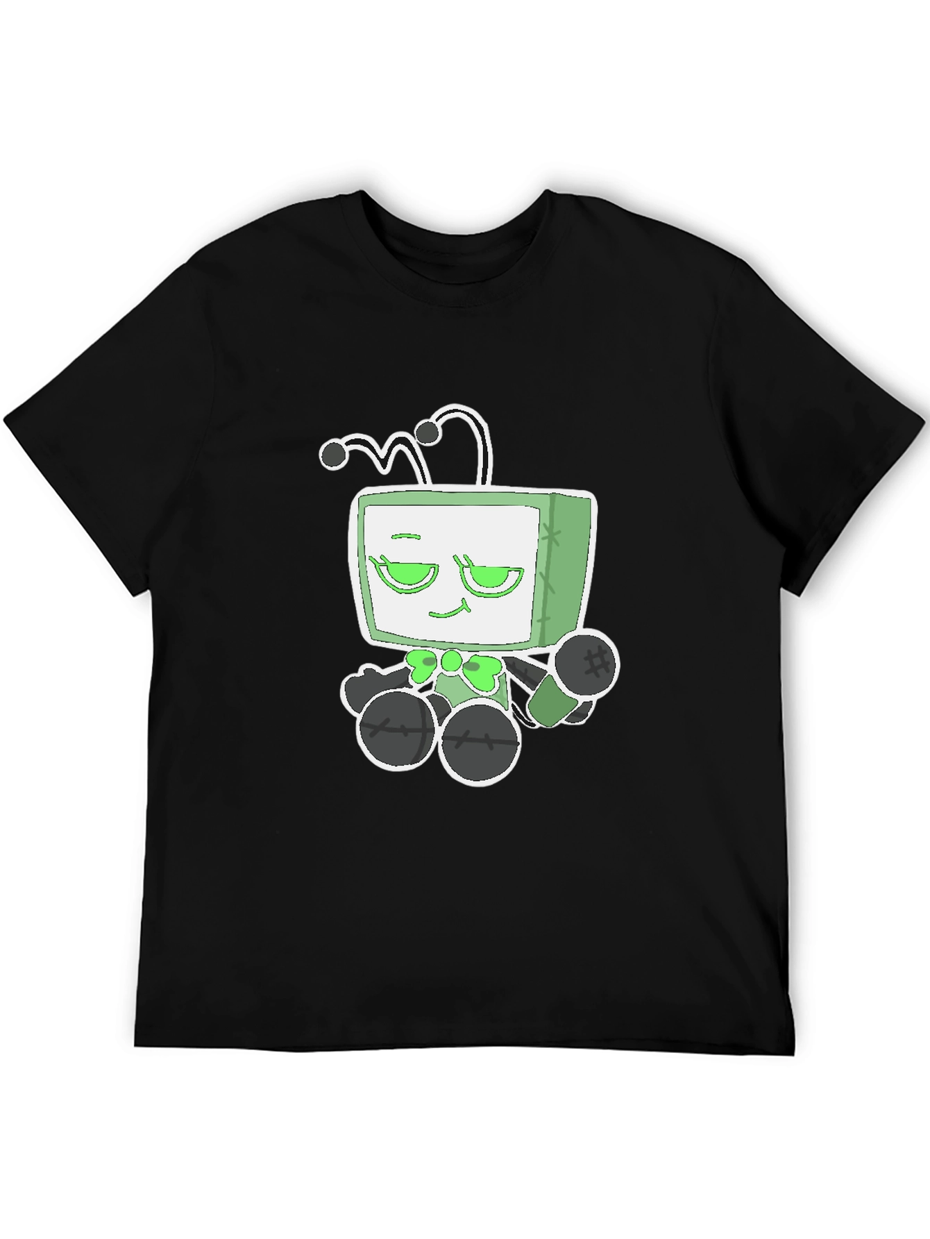 Black Funky Alien TV Head Graphic Tee - Black view 5