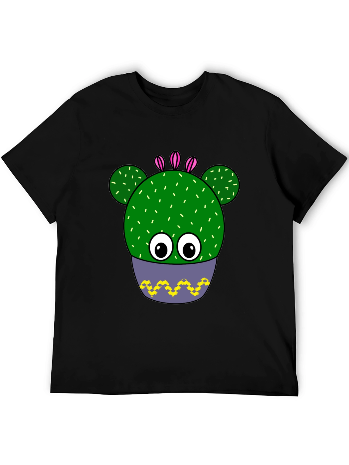 Black Funny Cactus Plant Graphic Print T-Shirt view 5