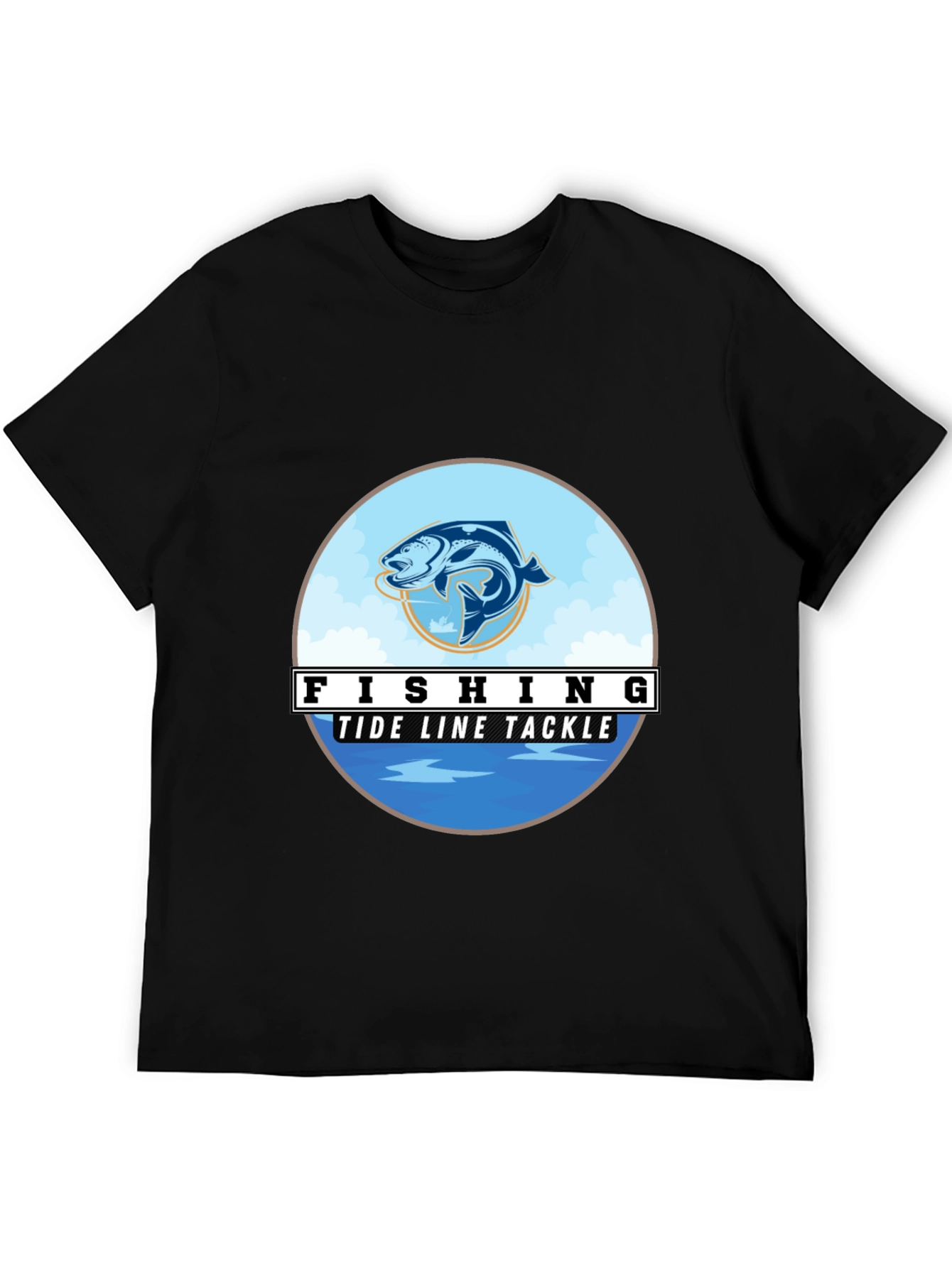 Black Fishing Tide Line Tackle Graphic T-Shirt view 5