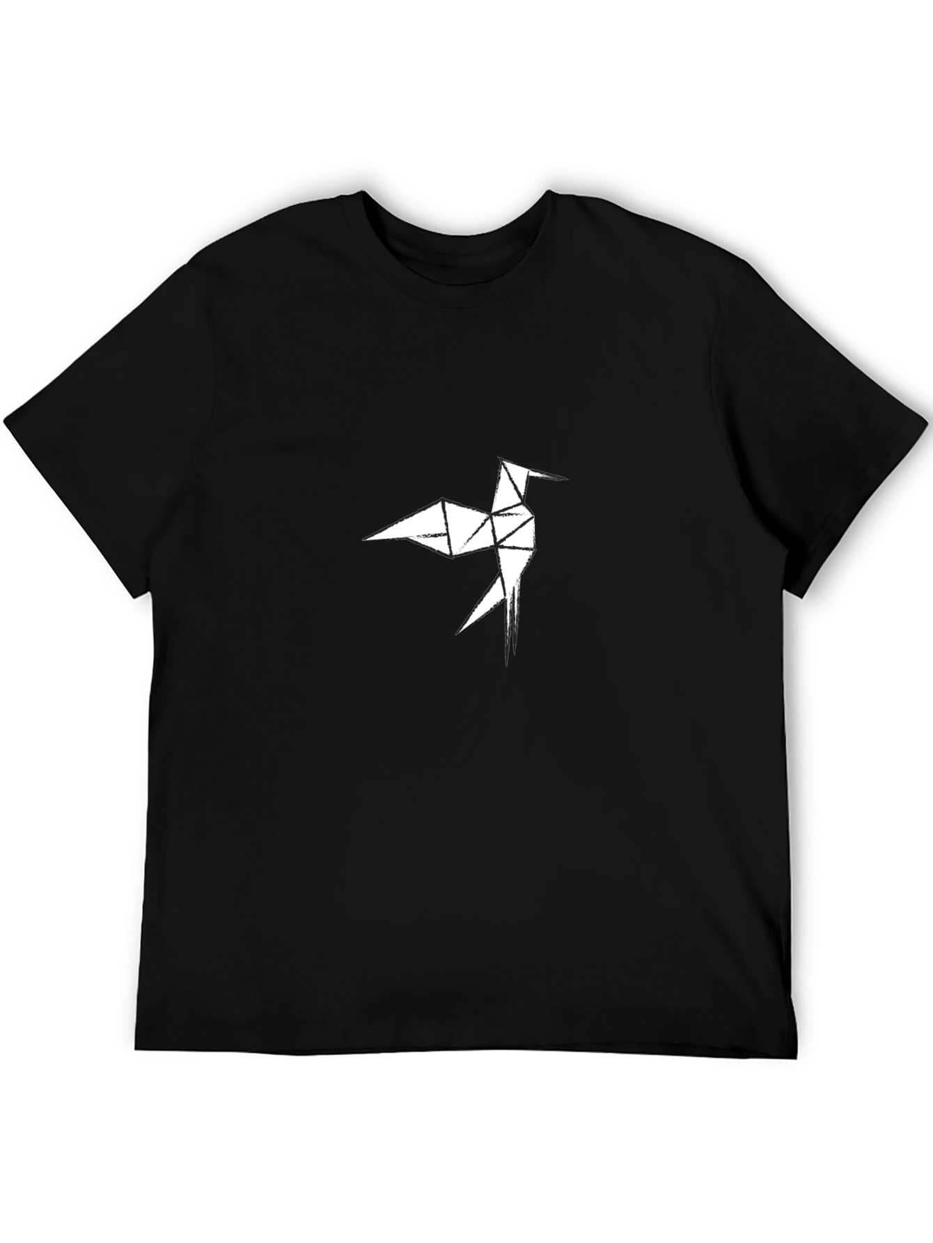 Black Origami Bird Graphic Tee - Modern Geometric Design view 5