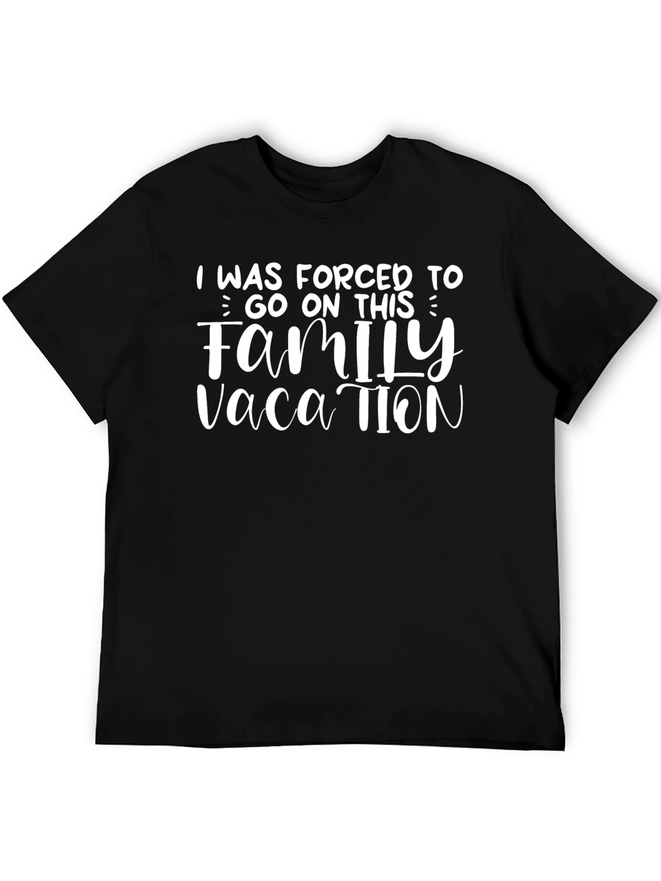 Black Forced Family Vacation Tee - Funny Men's T-Shirt view 5