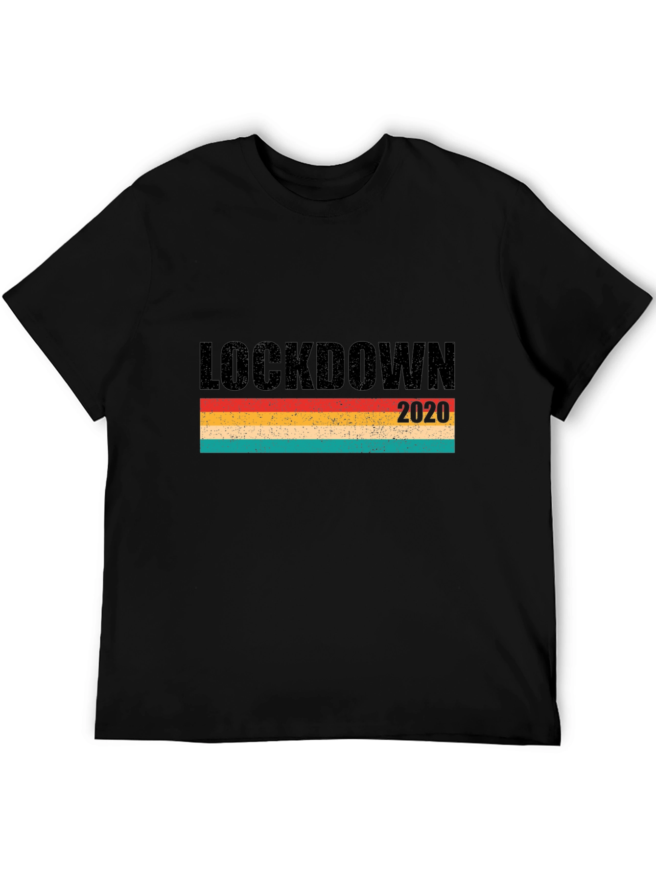 Black Lockdown 2020 Retro T-Shirt view 5