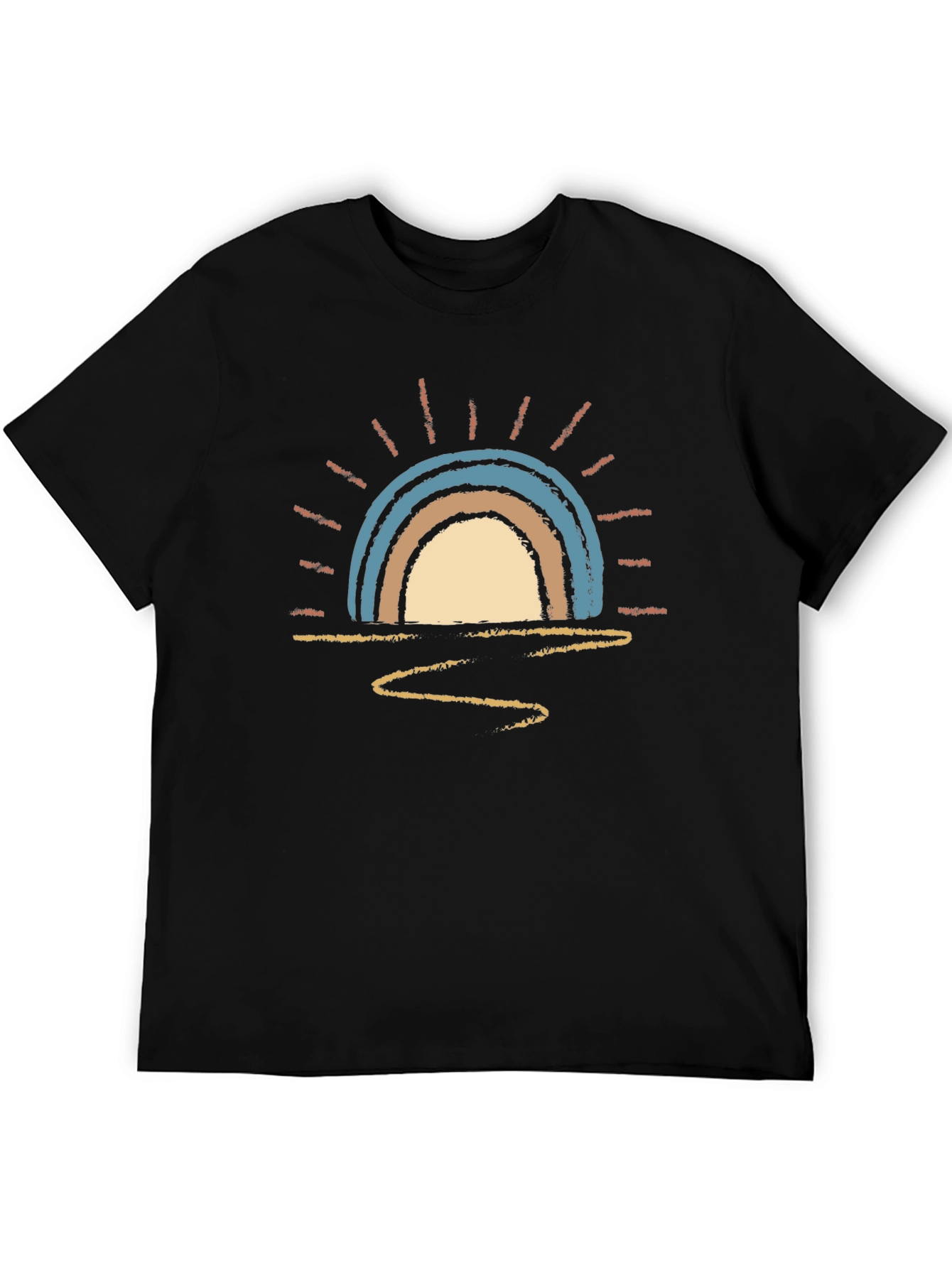 Black Sunset Rainbow Graphic Tee - Soft Cotton Blend view 5