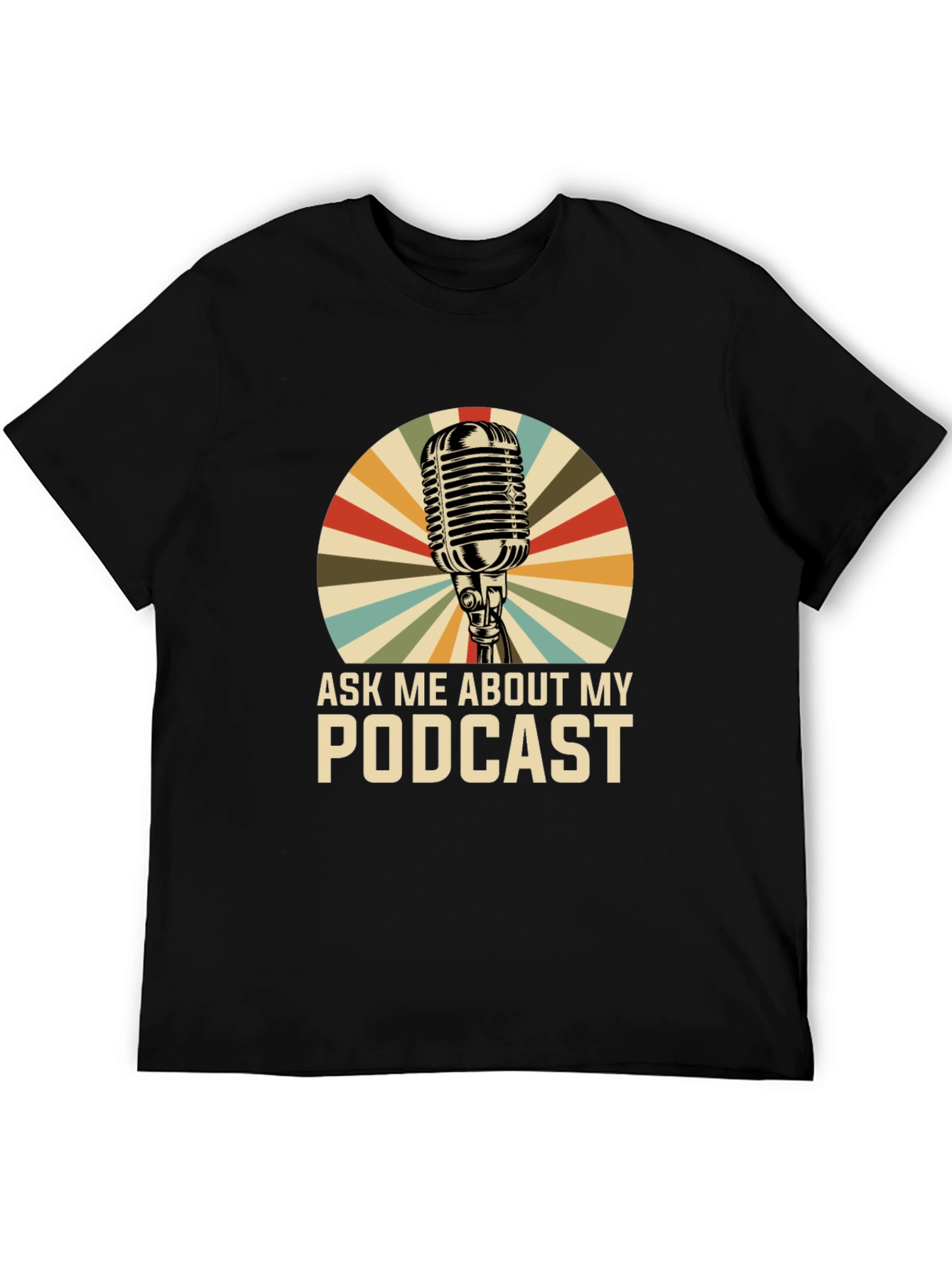 Black Ask Me About My Podcast Graphic Tee view 5