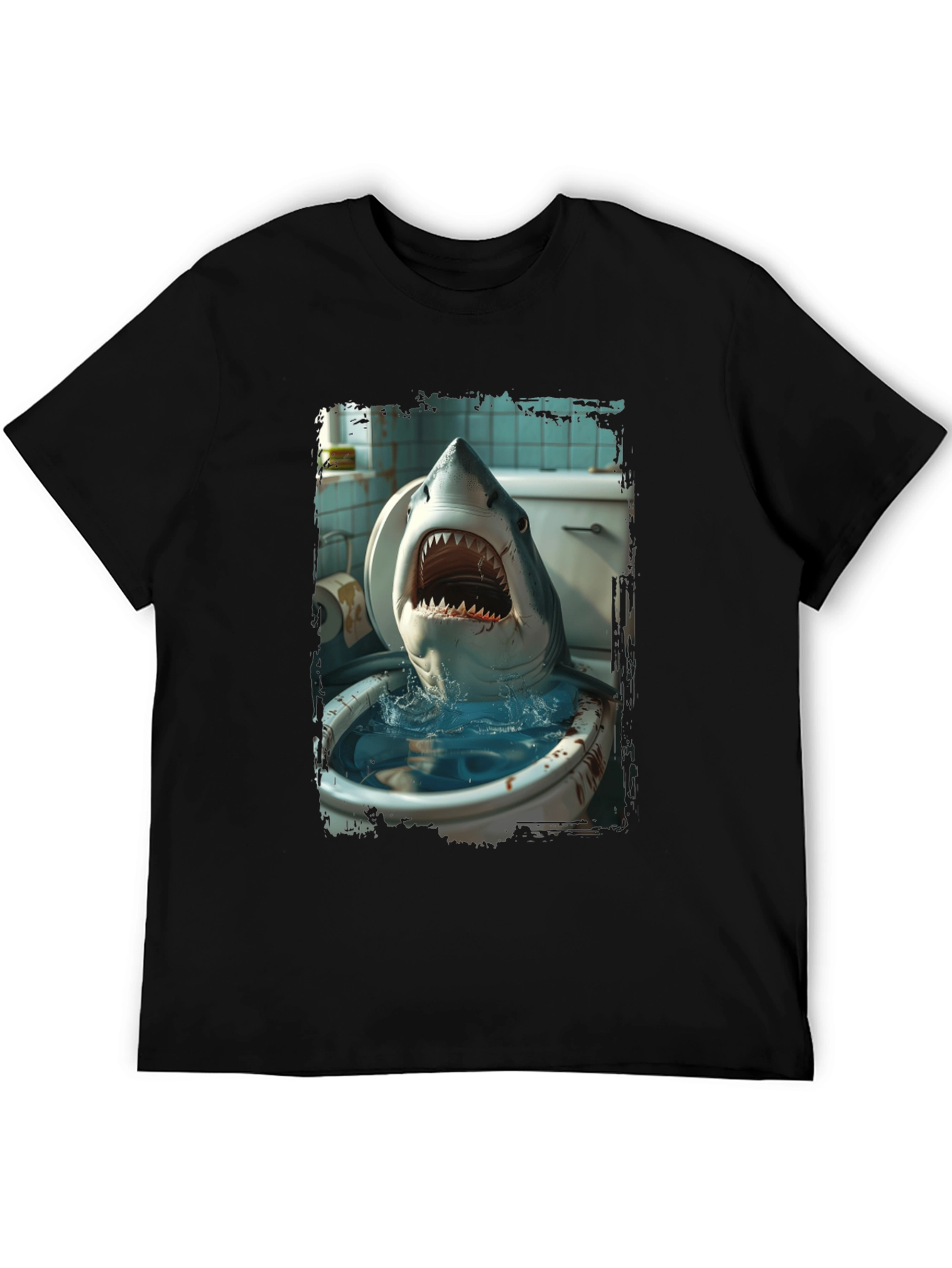 Black Shark Toilet Humor T-Shirt view 5