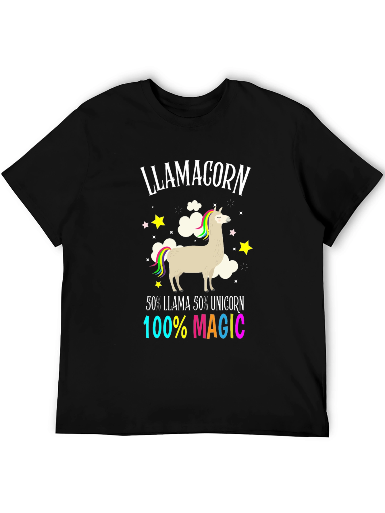 Black Llamacorn T-Shirt - 50% Llama 50% Unicorn 100% Magic view 5
