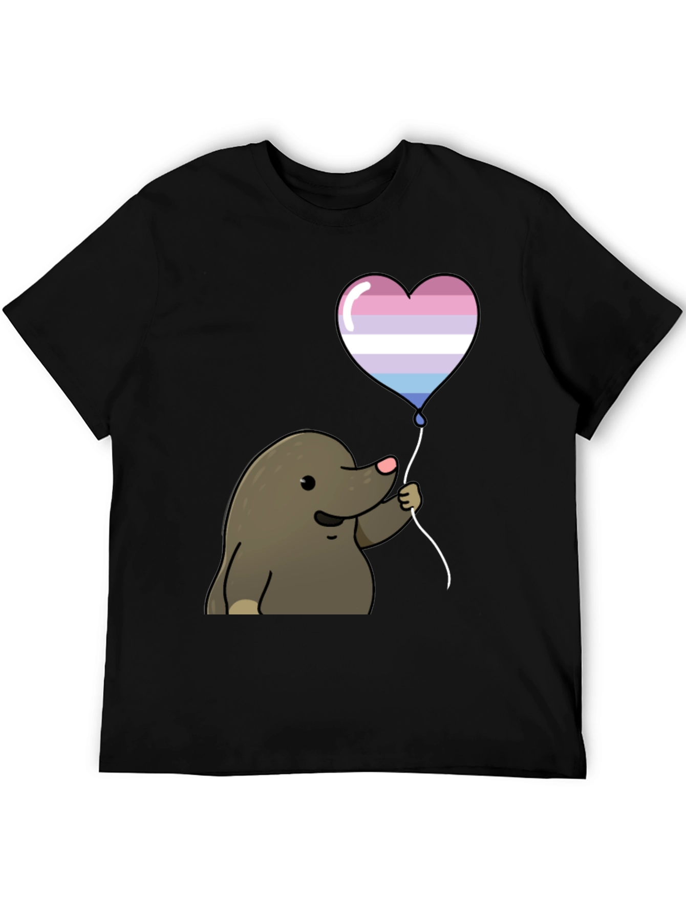 Black Mole with Transgender Pride Heart Balloon T-Shirt view 5