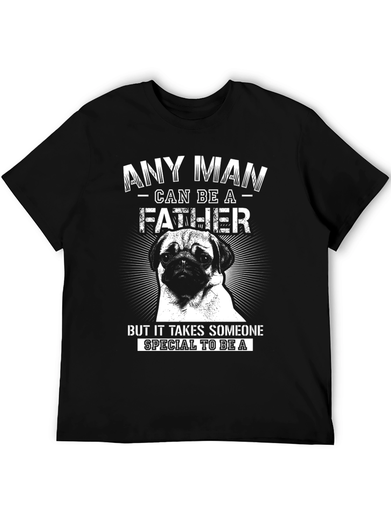 Black Pug Father T-Shirt, Special Dad Tee, Black Cotton view 5