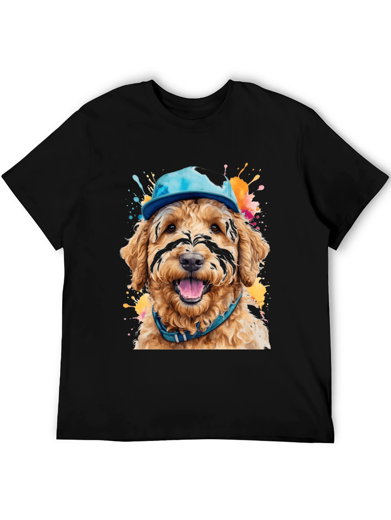Black Dog in Hat T-Shirt - Unique Artistic Design view 5