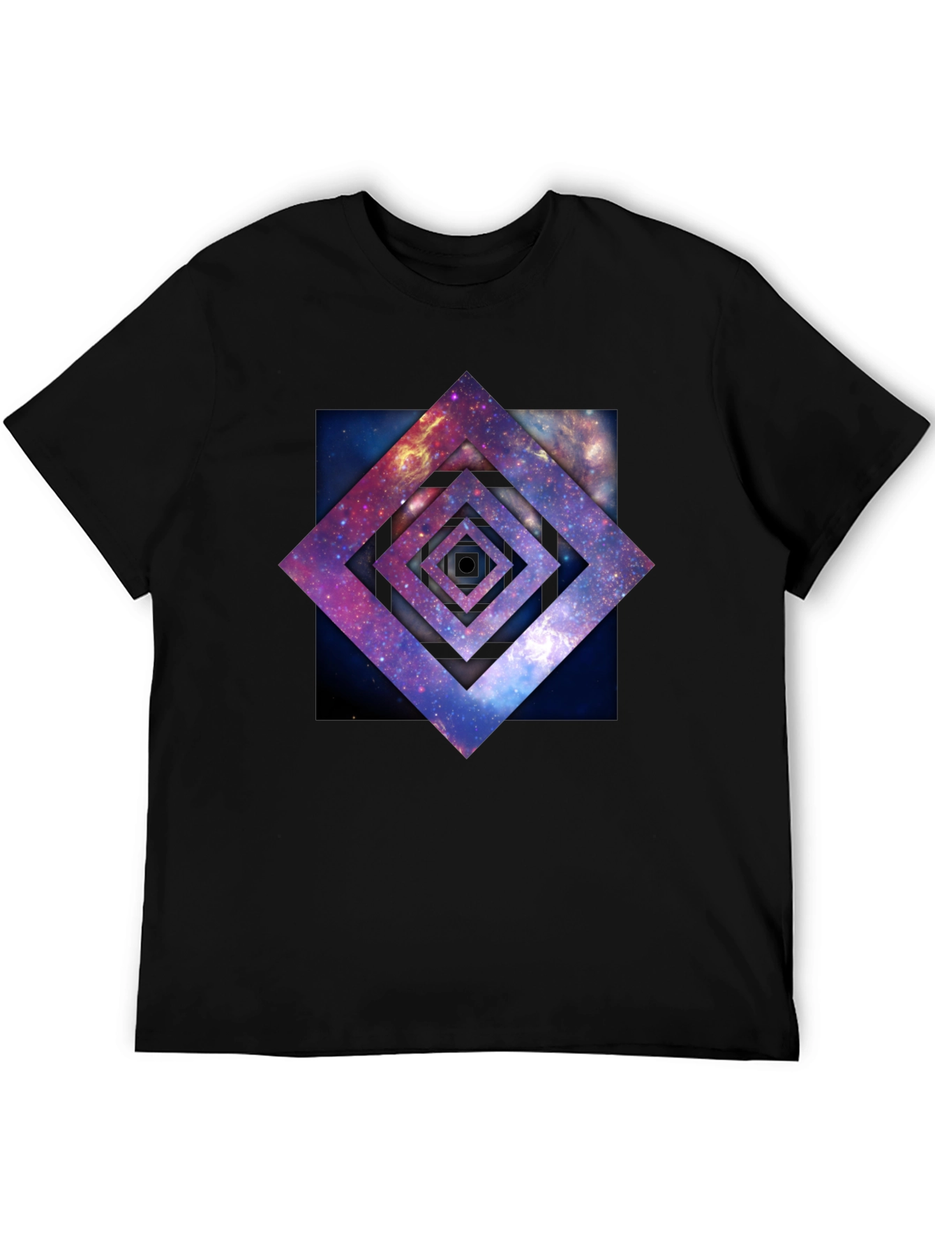 Black Galaxy Square Graphic Tee - Black Cotton T-Shirt view 5