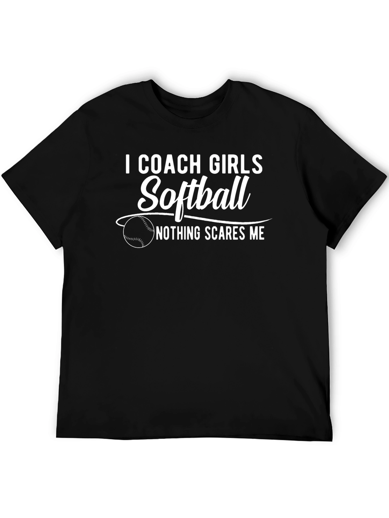 Black I Coach Girls Softball Funny Graphic Tee view 5