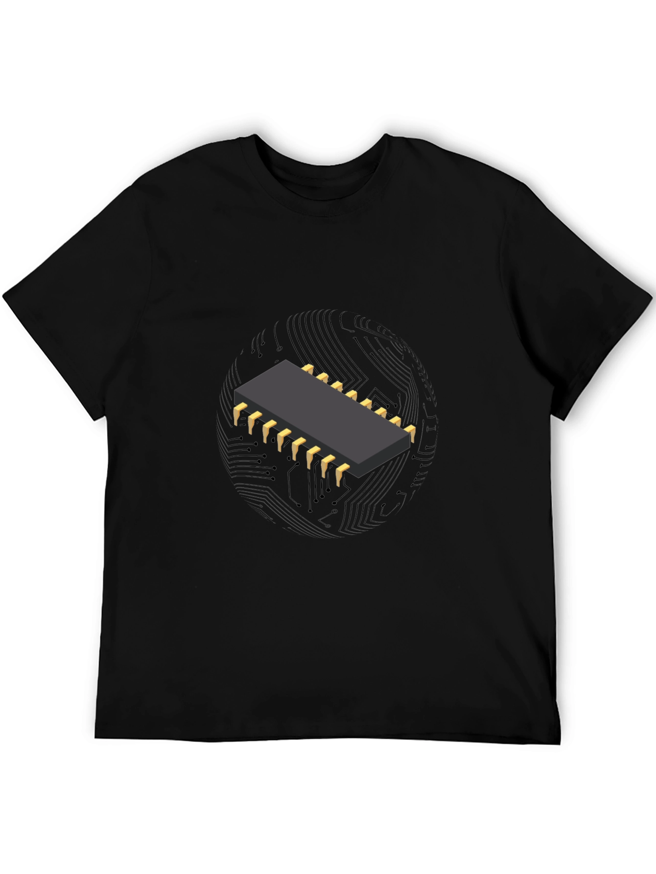Black Circuit Chip Graphic T-Shirt - Cool Tech Tee view 5