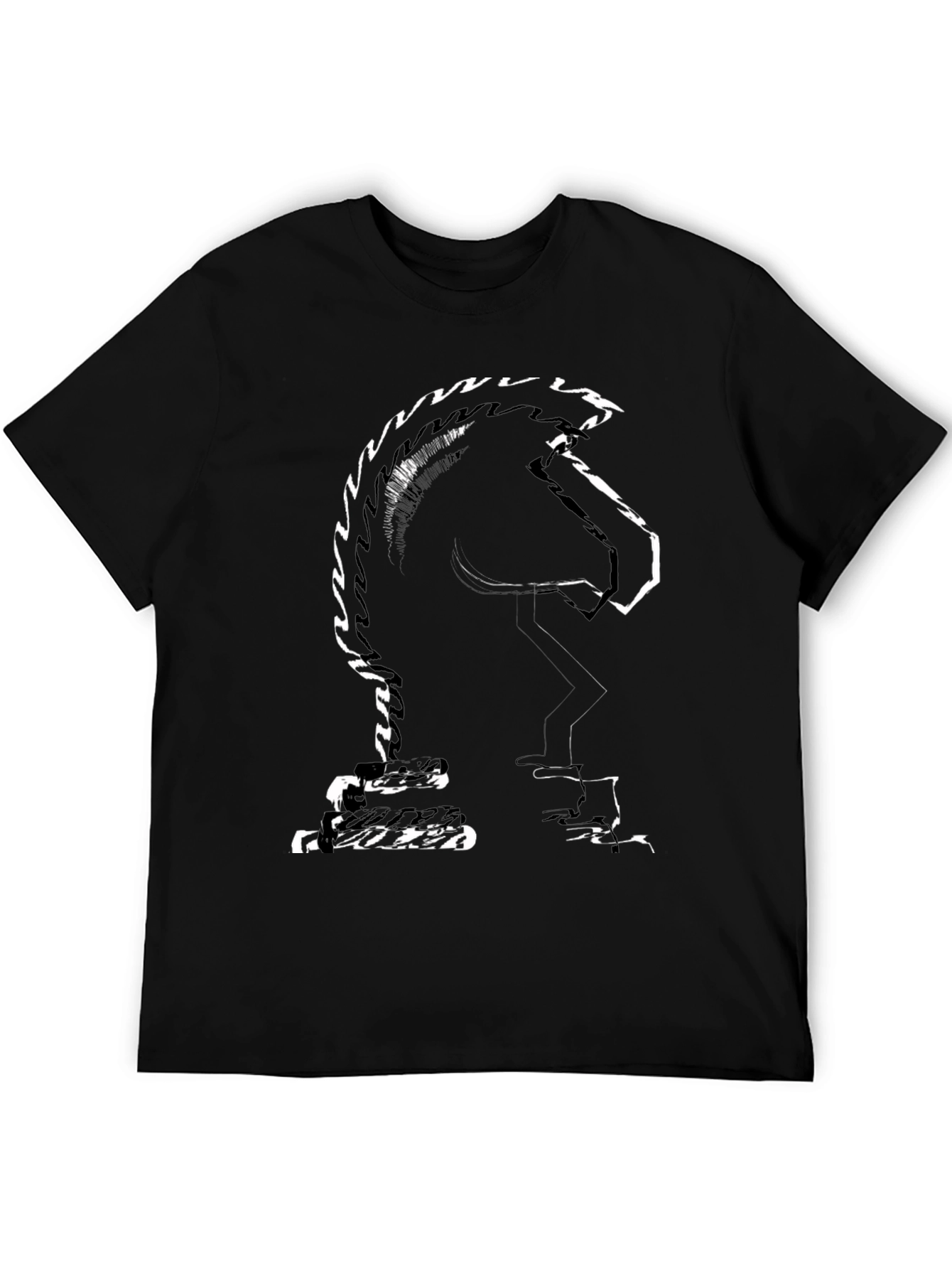 Black Chess Knight Graphic Tee - Black view 5