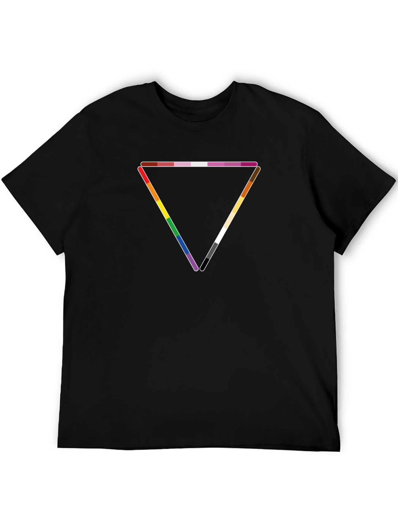 Black LGBTQ+ Pride Triangle Graphic T-Shirt view 5