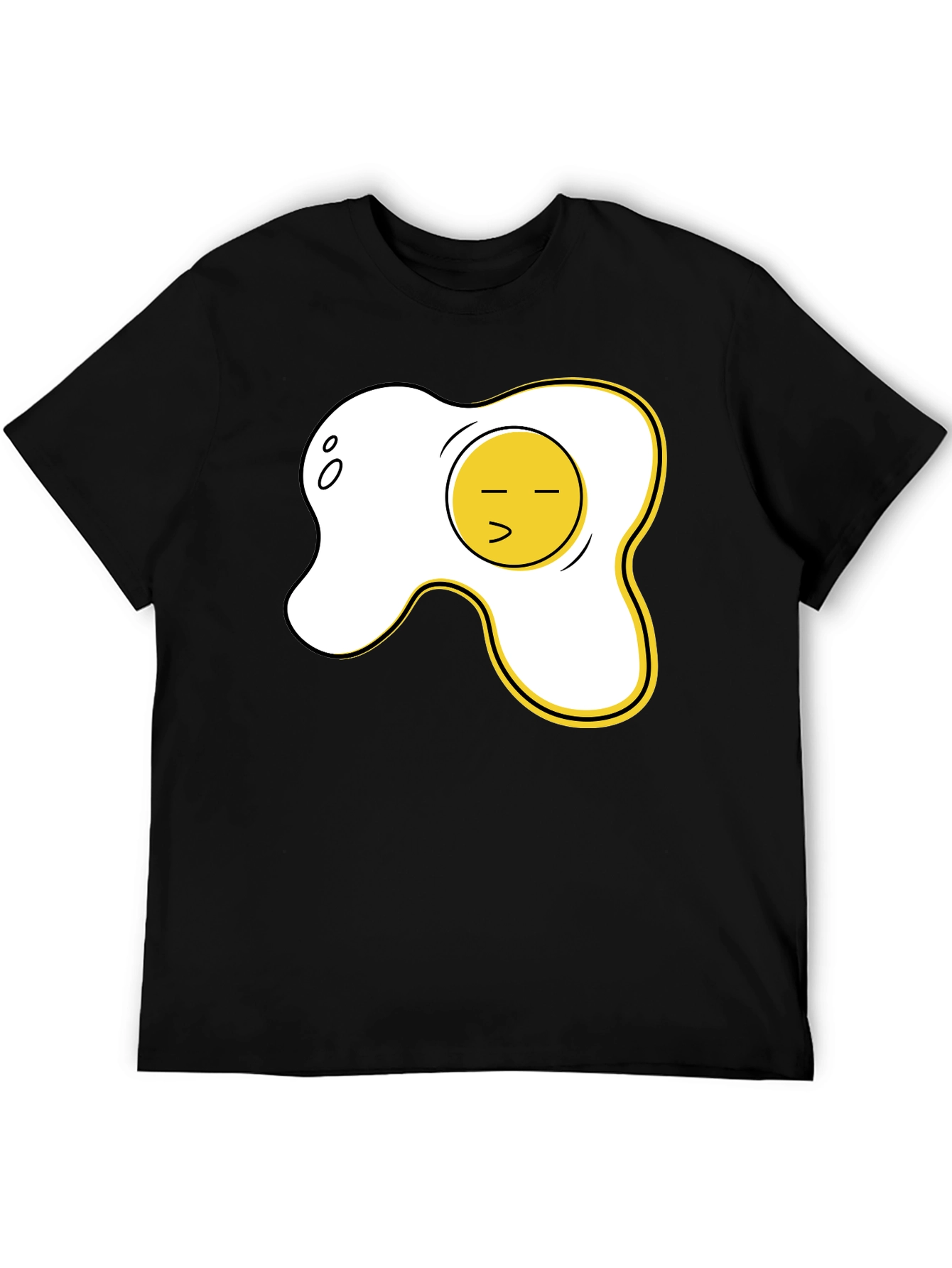 Black Funny Fried Egg Graphic Tee - Casual Black T-Shirt view 5