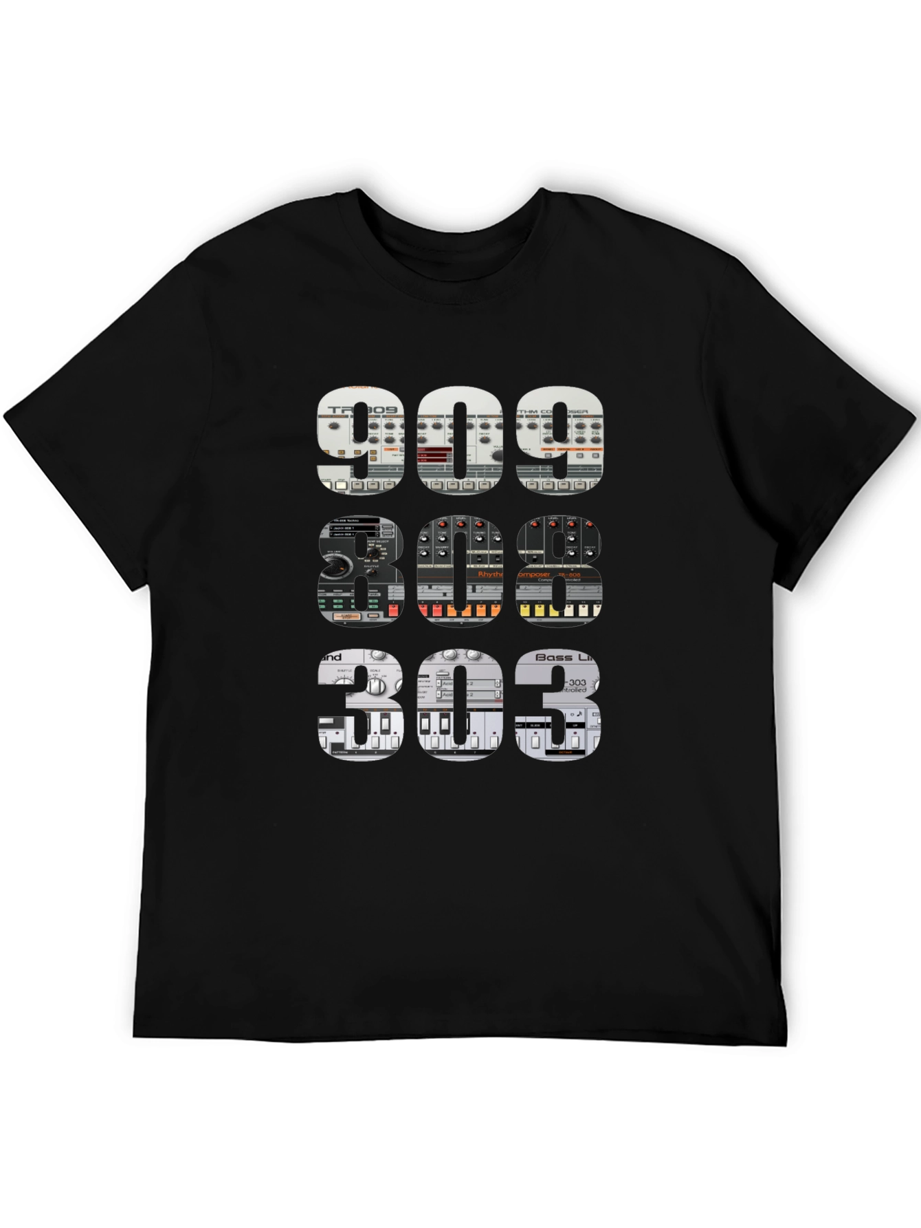 Black 909 808 303 Synth T-Shirt - Music Producer view 5