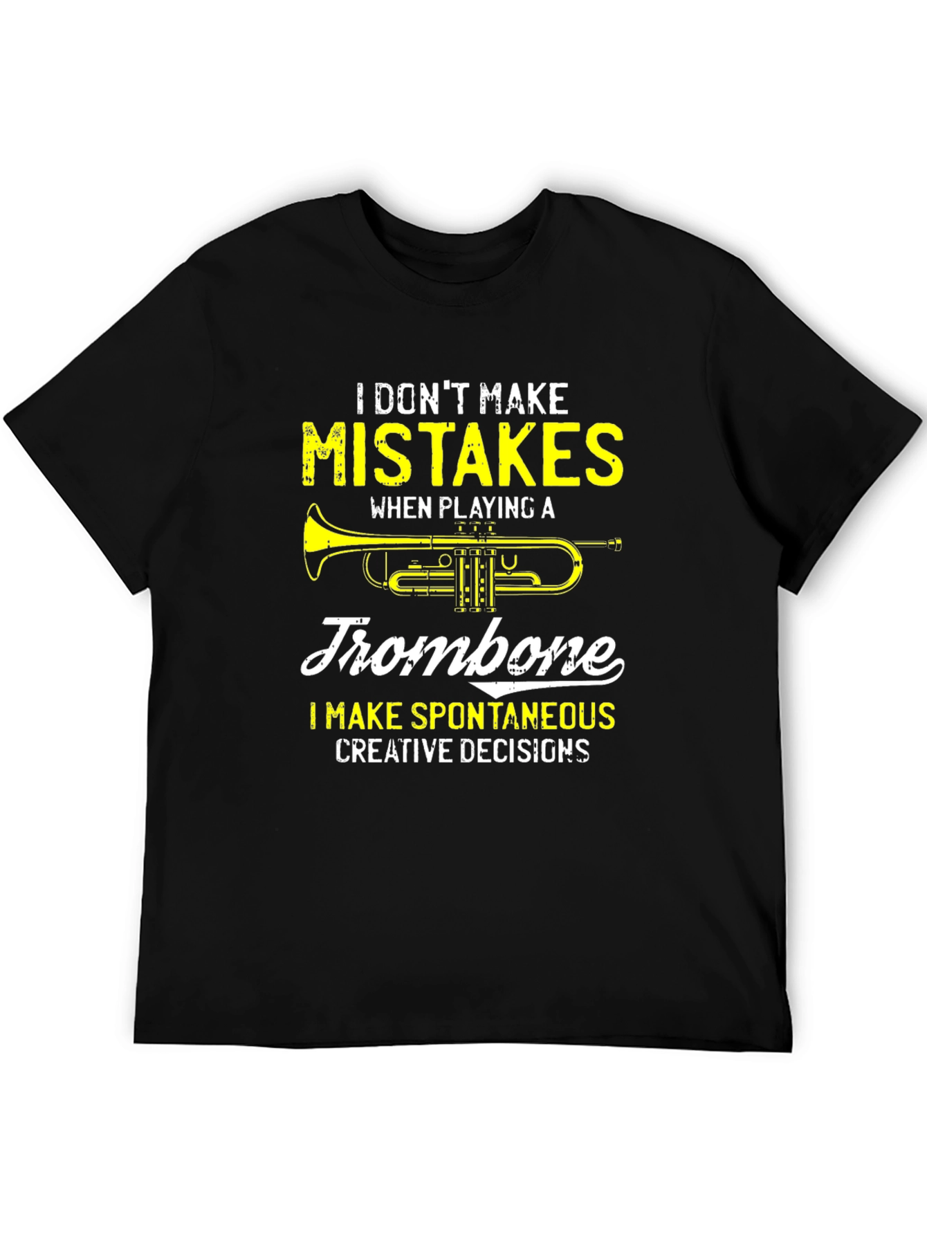 Black Trombone Player T-Shirt - Spontaneous Creative Decisions view 5