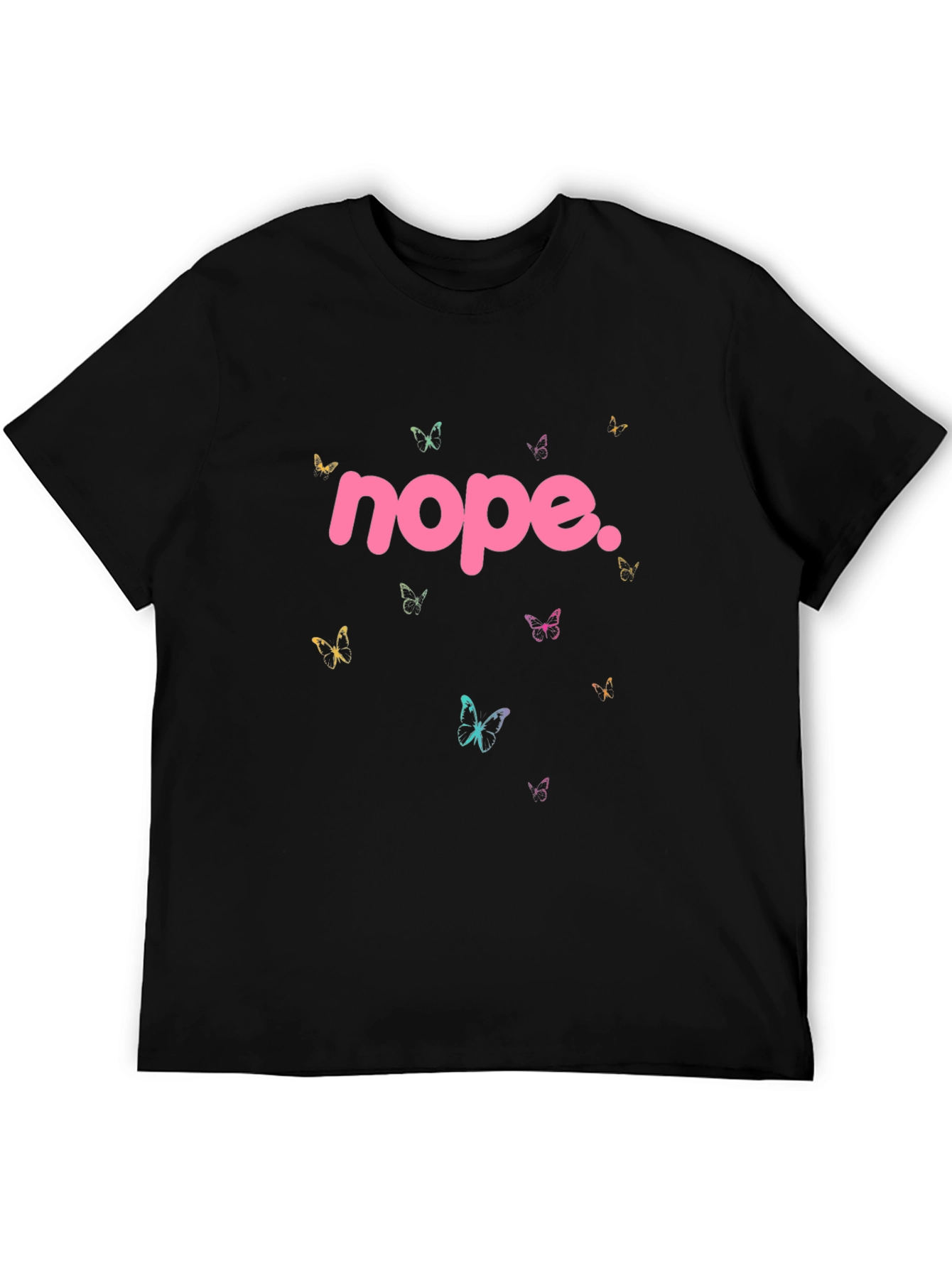 Black Nope Butterfly Graphic Tee - Trendy Casual Style view 5