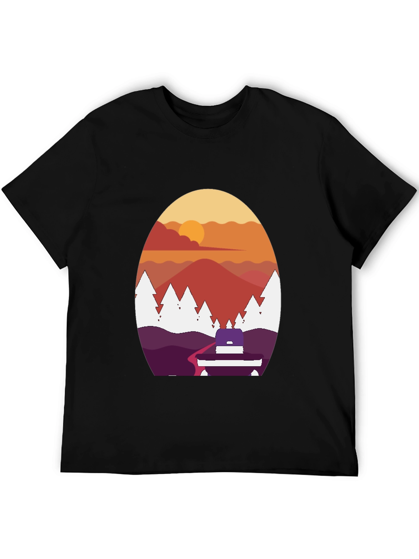 Black Sunset Mountain Graphic Tee - Black view 5