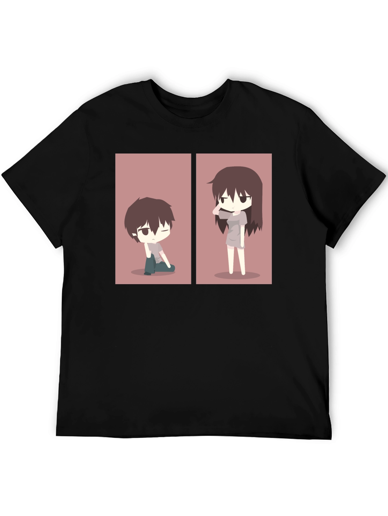 Black Anime Couple Matching T-Shirt - Black view 5