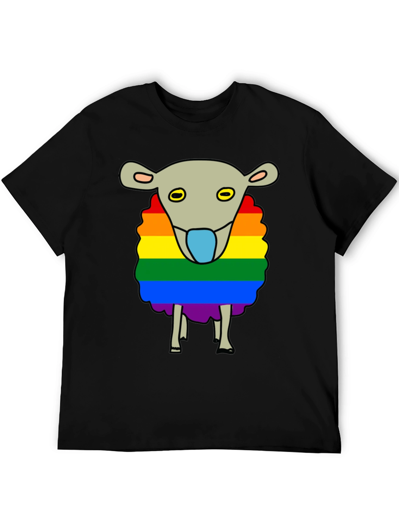 Black Rainbow Sheep Graphic Tee - Black Cotton Blend view 5