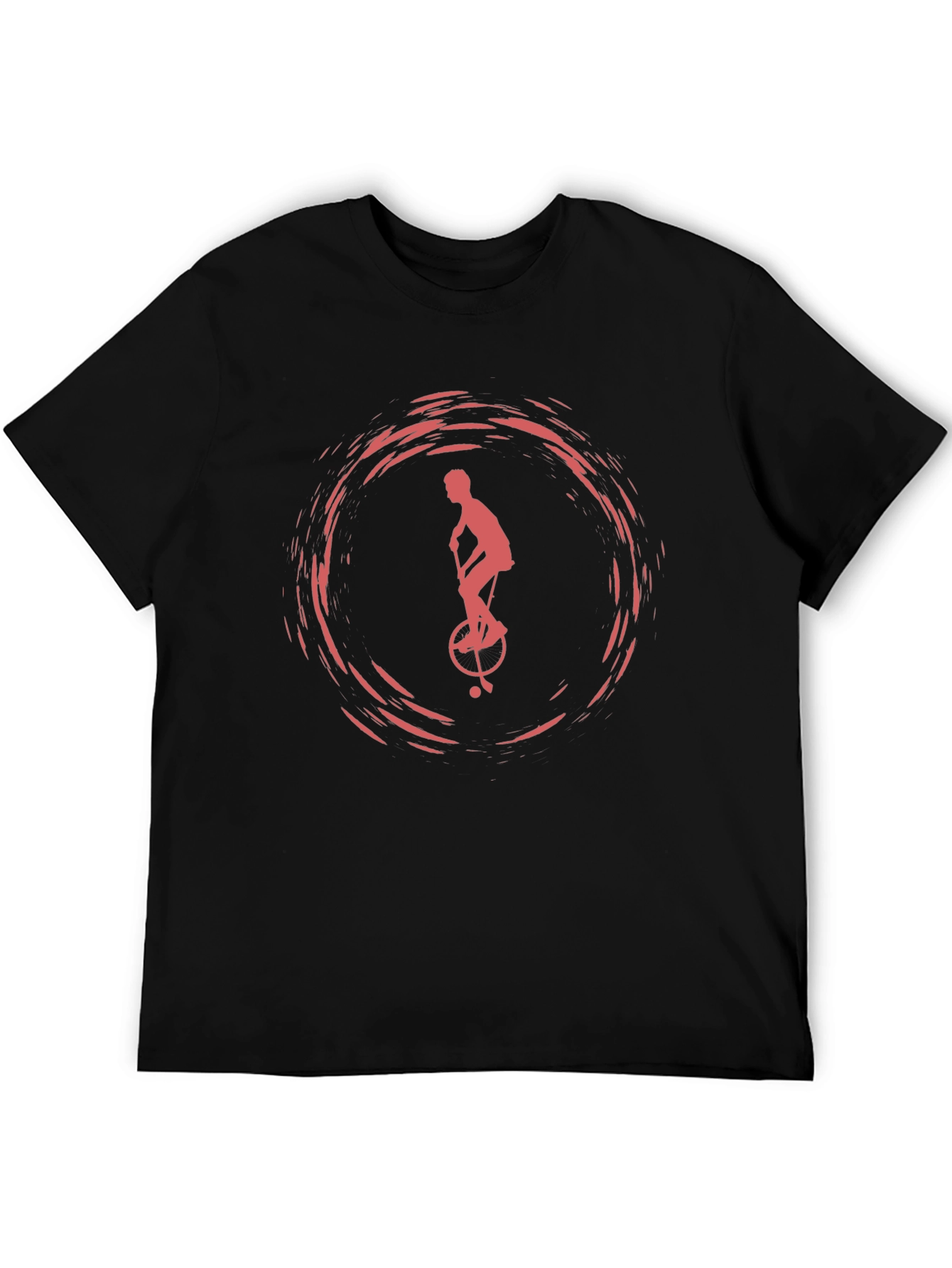 Black Unique Unicycle Graphic Tee - Cool Men's Black T-Shirt view 5