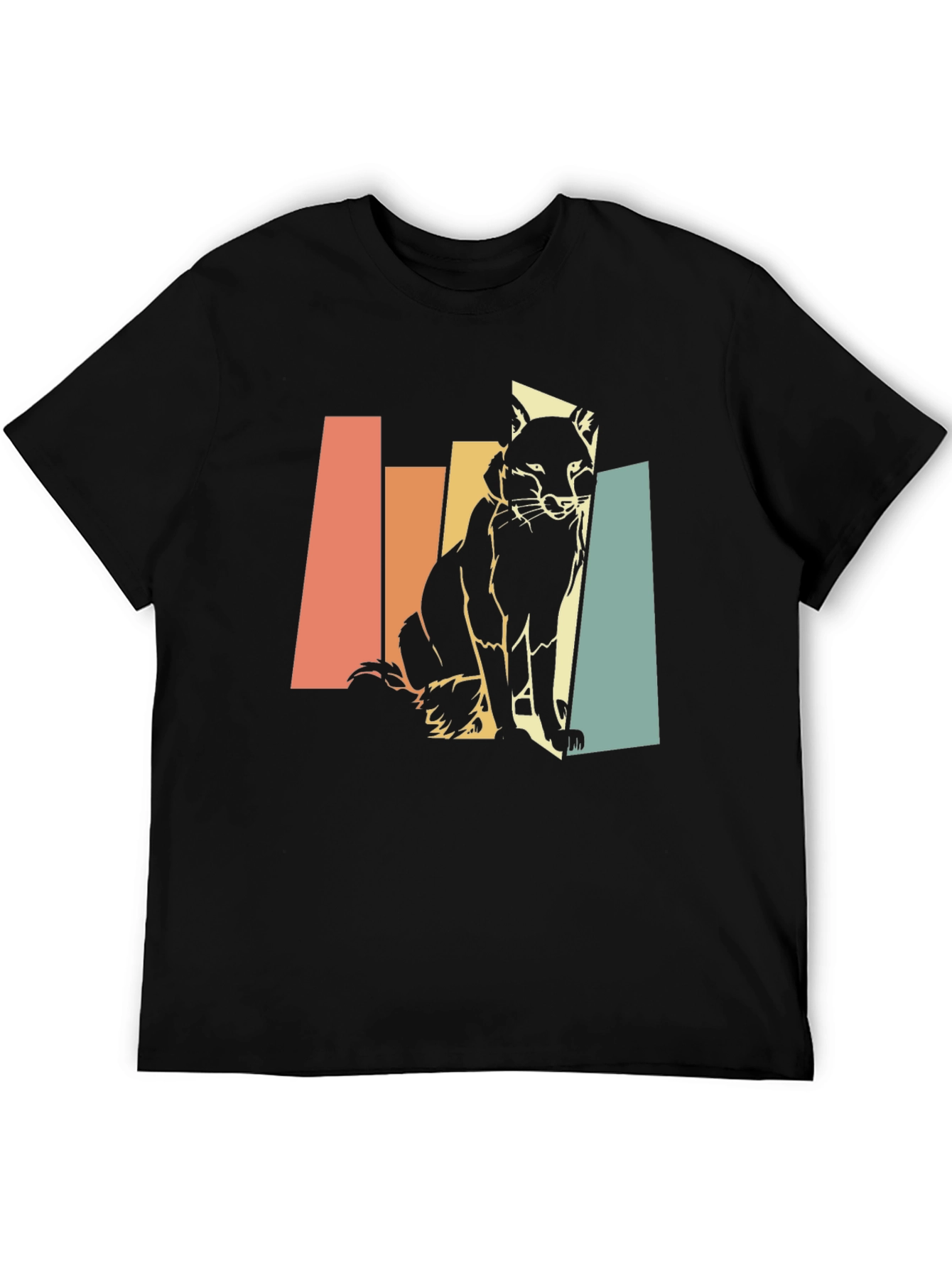 Black Retro Fox Graphic Tee - Unisex Black T-Shirt view 5