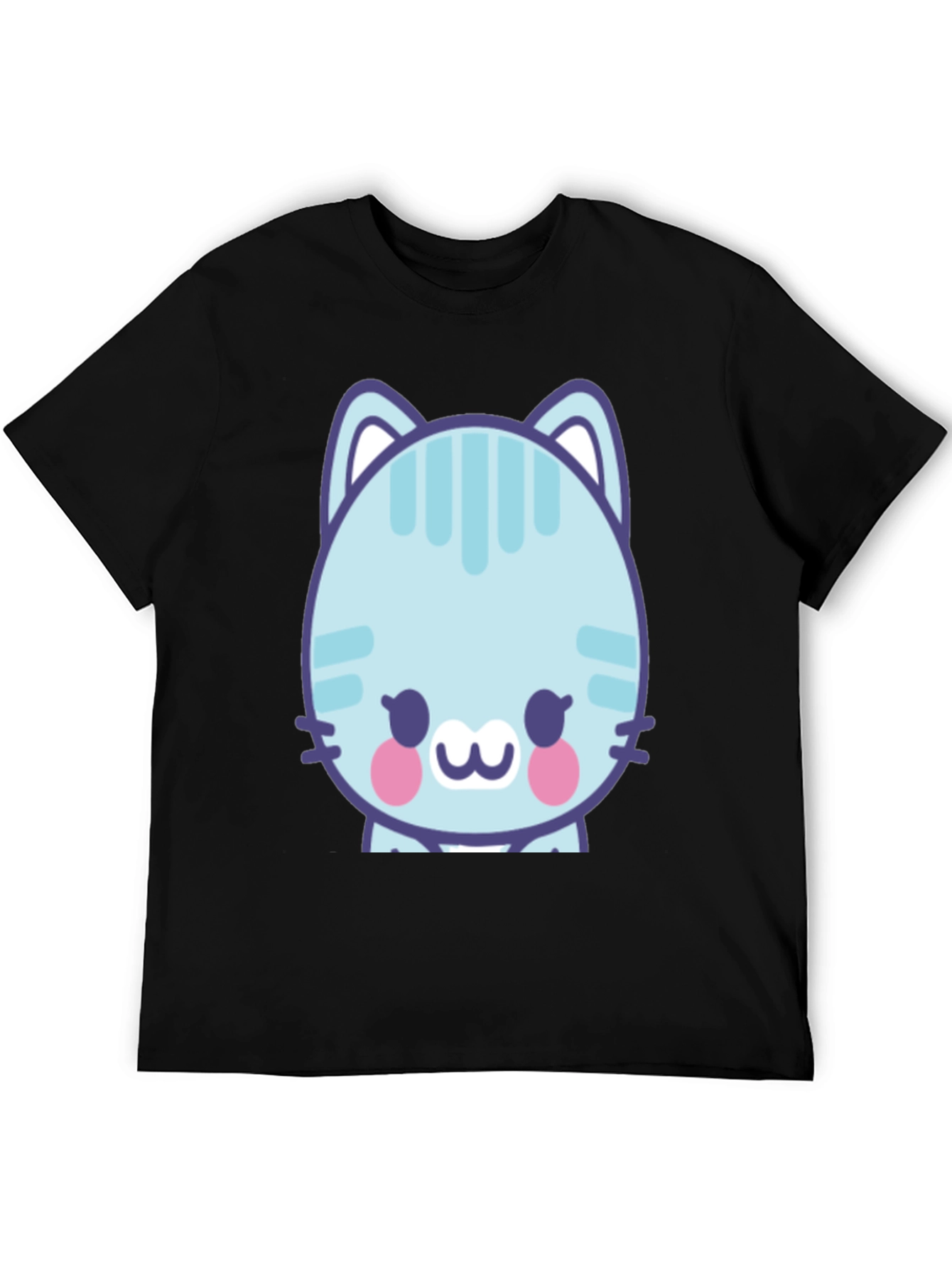 Black Cute Cartoon Cat Graphic T-Shirt - Black view 5
