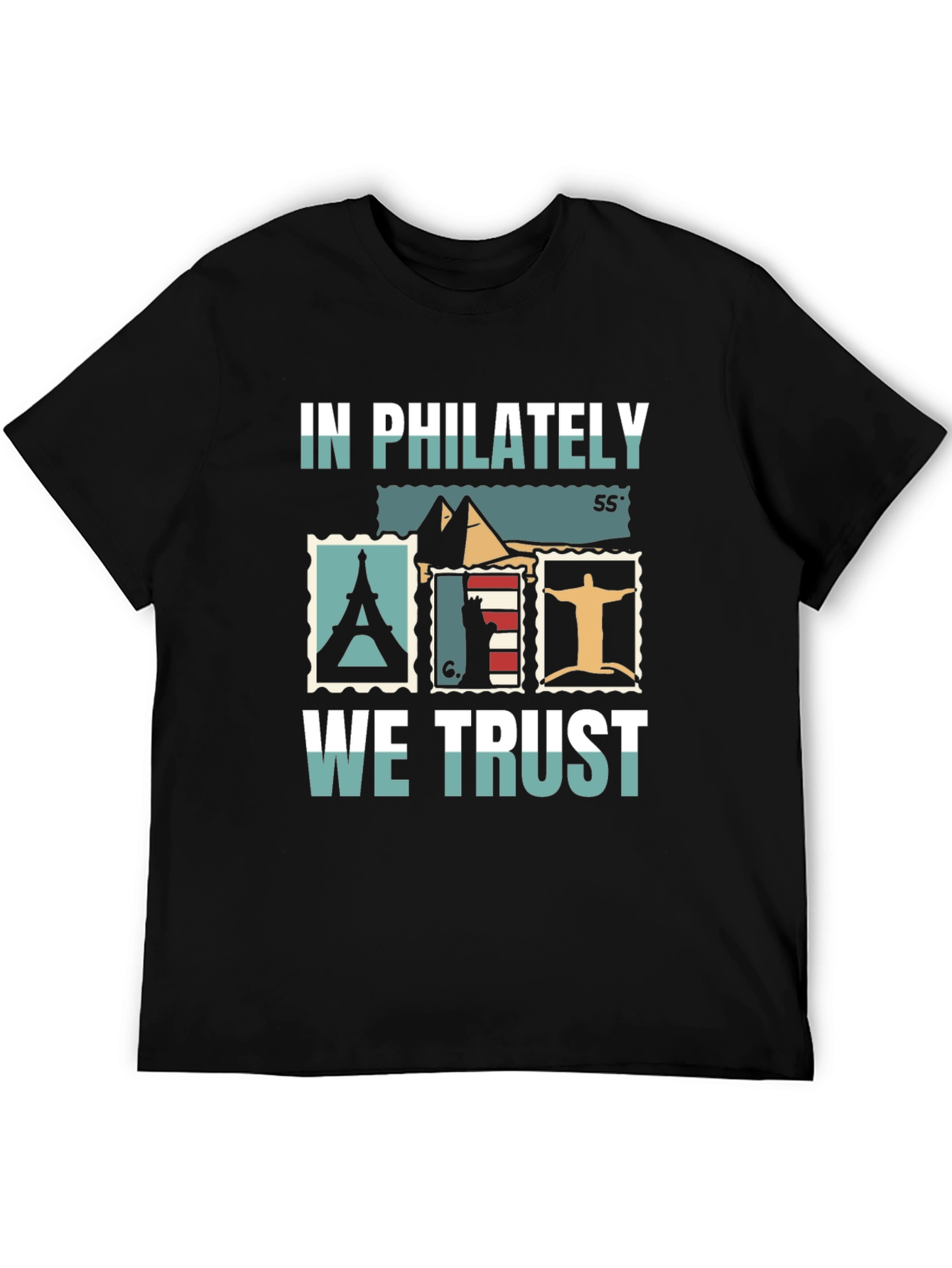 Black Philately Landmarks Black Graphic Tee view 5