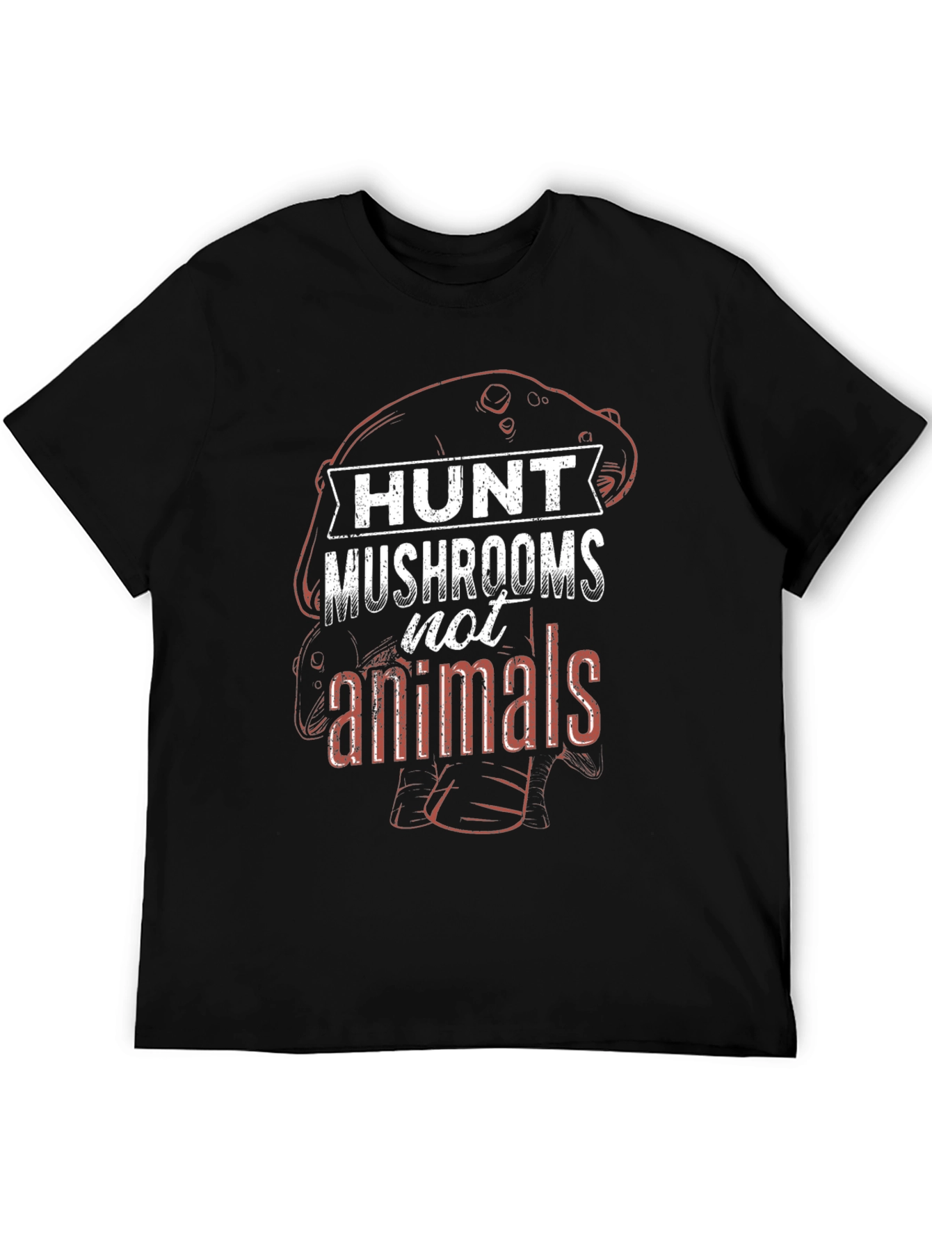 Black Hunt Mushrooms Not Animals Graphic Tee view 5