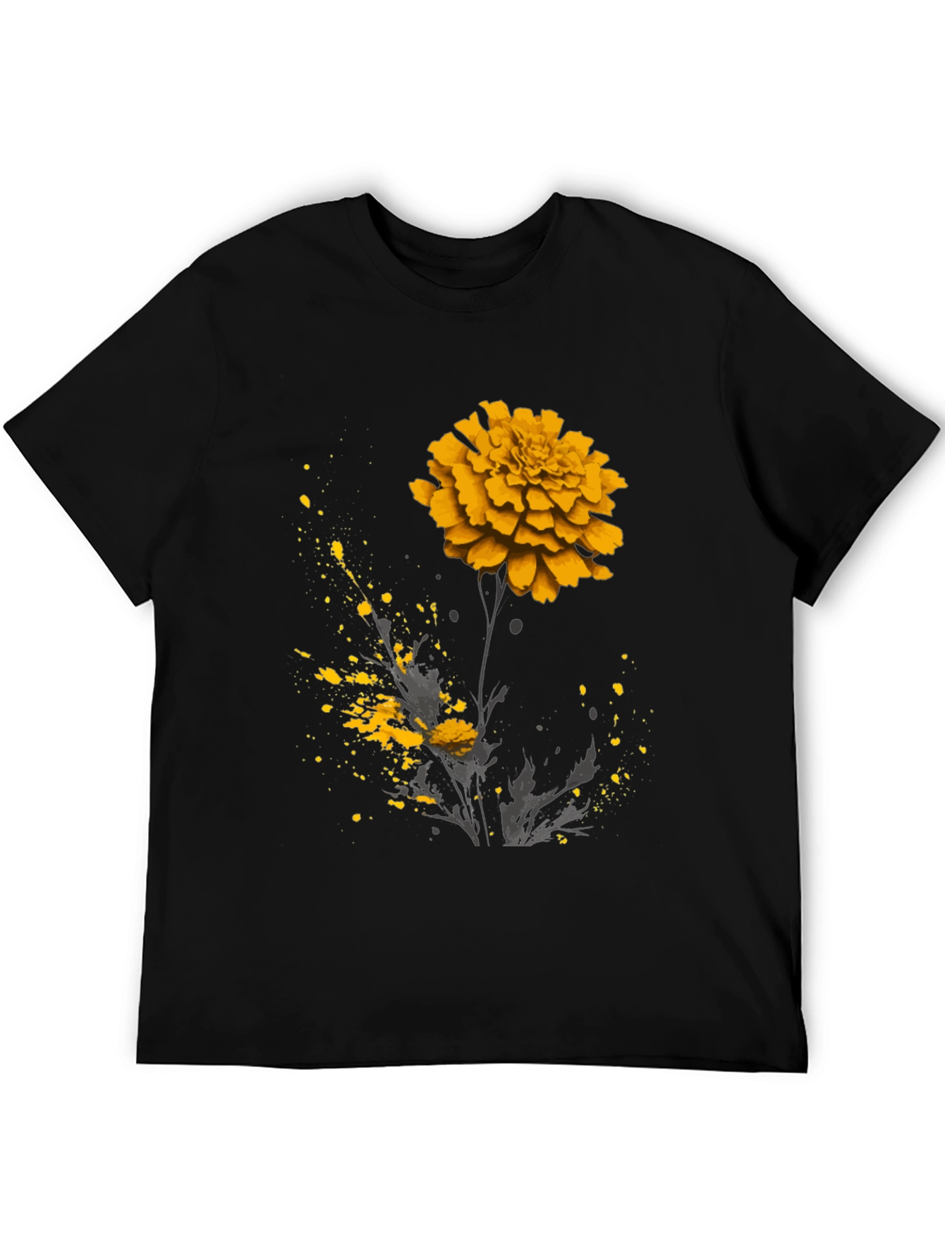 Black Floral Graphic Tee - Black T-Shirt with Flower Design view 5