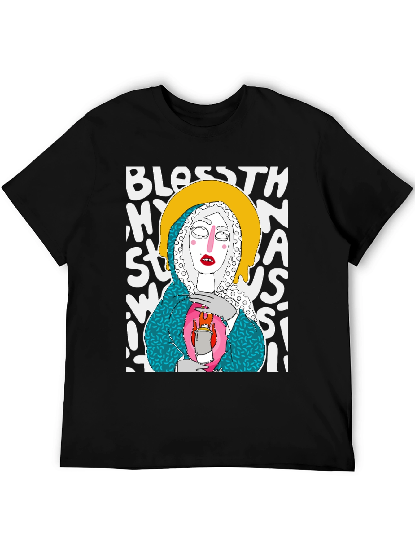 Black Artsy Graphic Tee - "Bless This Mess" view 5