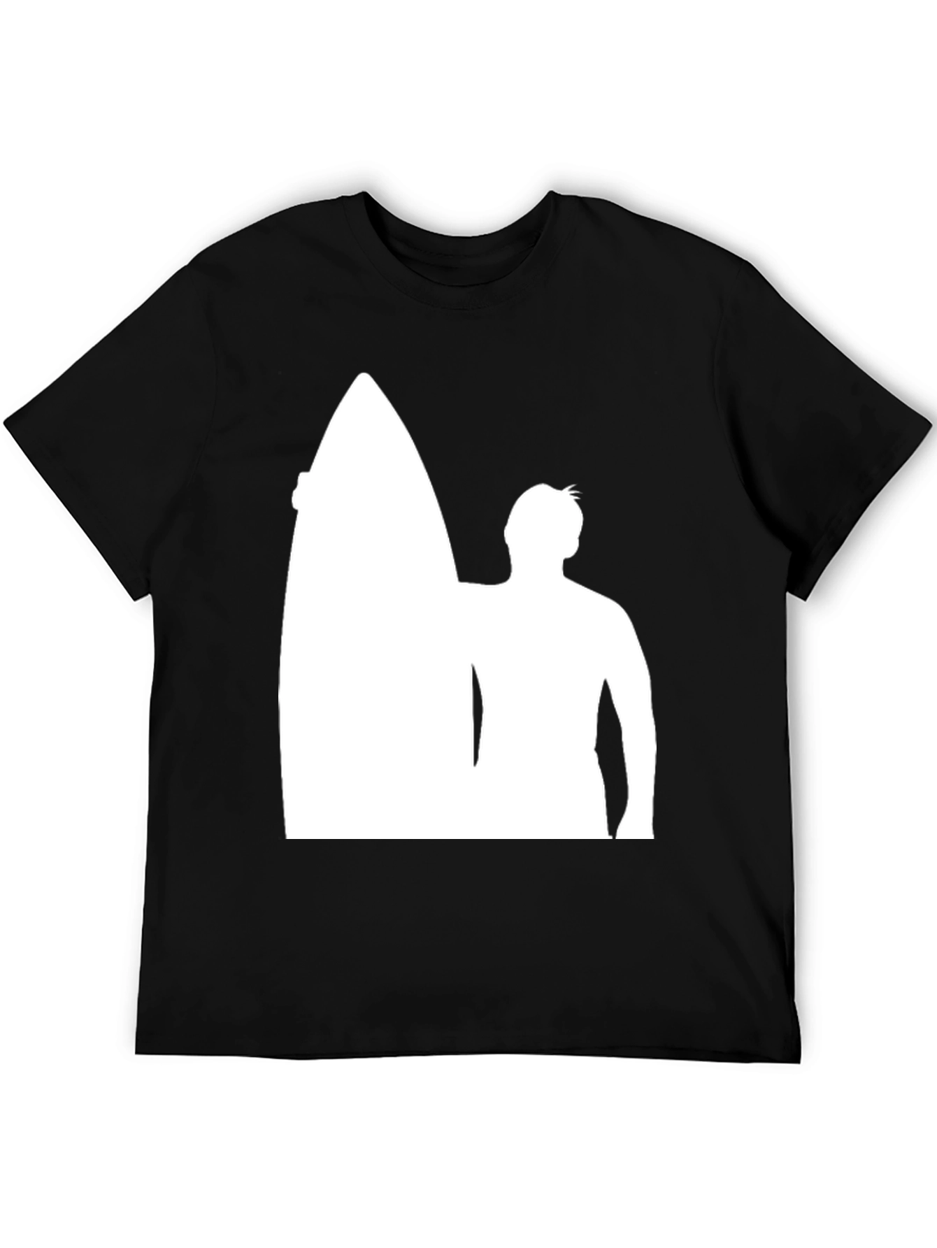 Black Surfer Silhouette Black T-Shirt view 5
