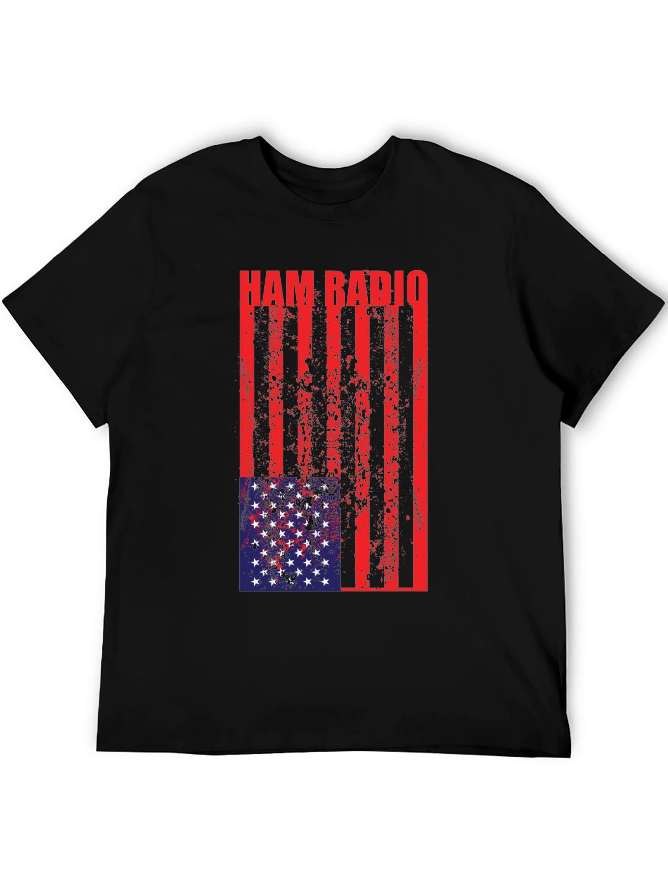 Black Ham Radio USA Flag T-Shirt view 5