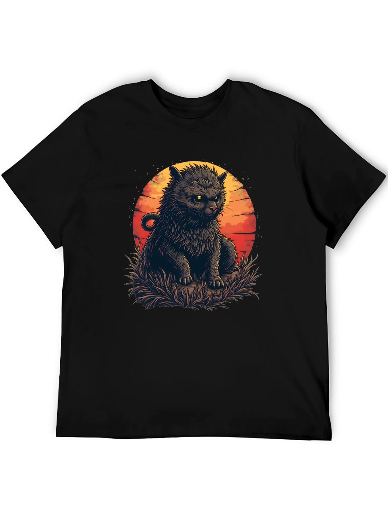 Black Black Cat Sunset Graphic Tee view 5