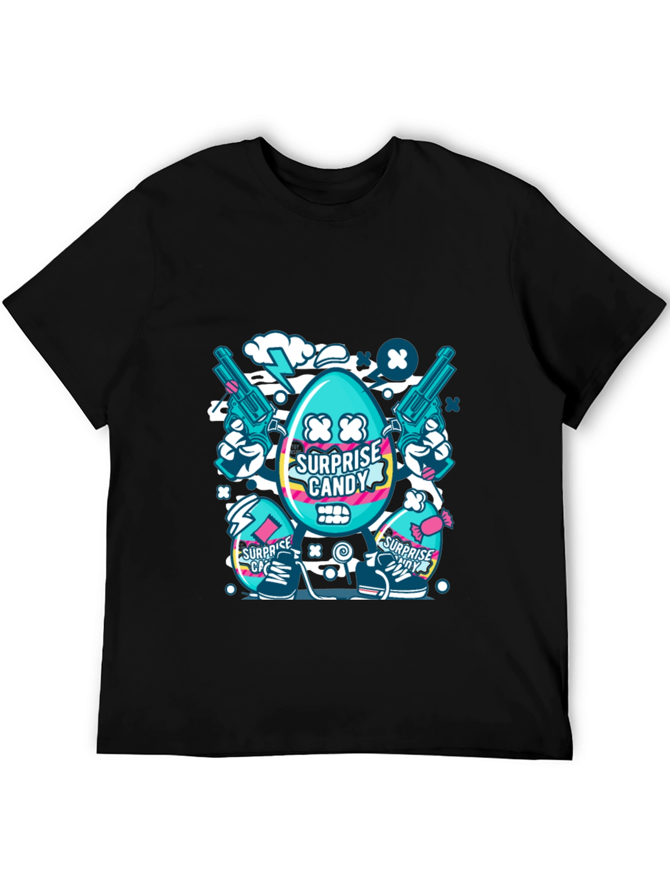 Black Surprise Candy Graphic T-Shirt - Funky Streetwear view 5