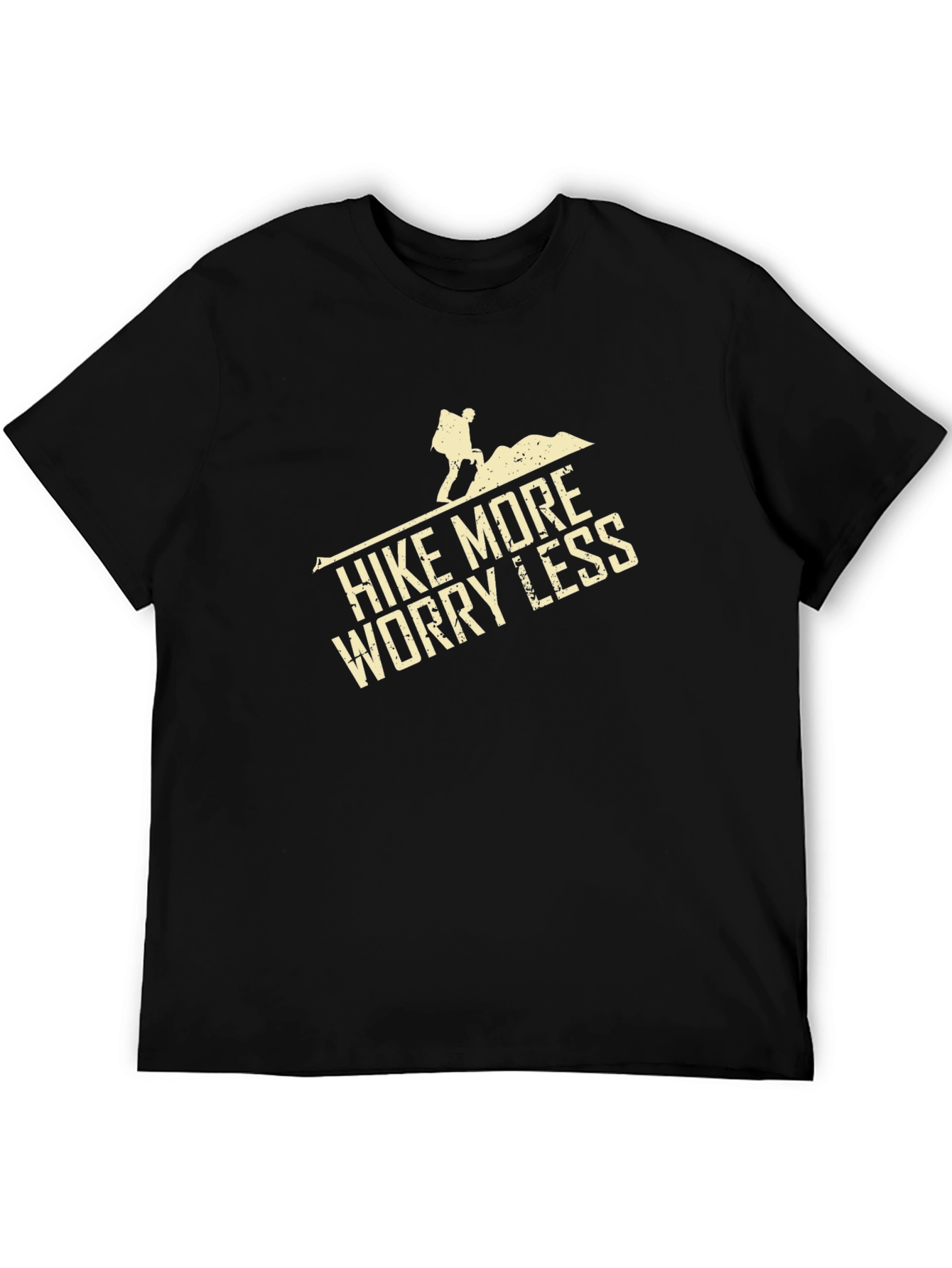 Black Hike More Worry Less T-Shirt, Outdoor Adventure view 5