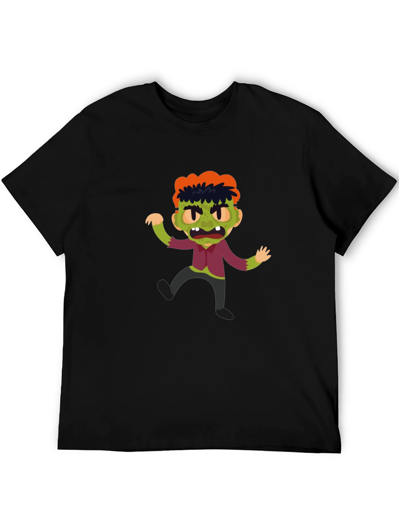 Black Zombie Cartoon Graphic T-Shirt view 5