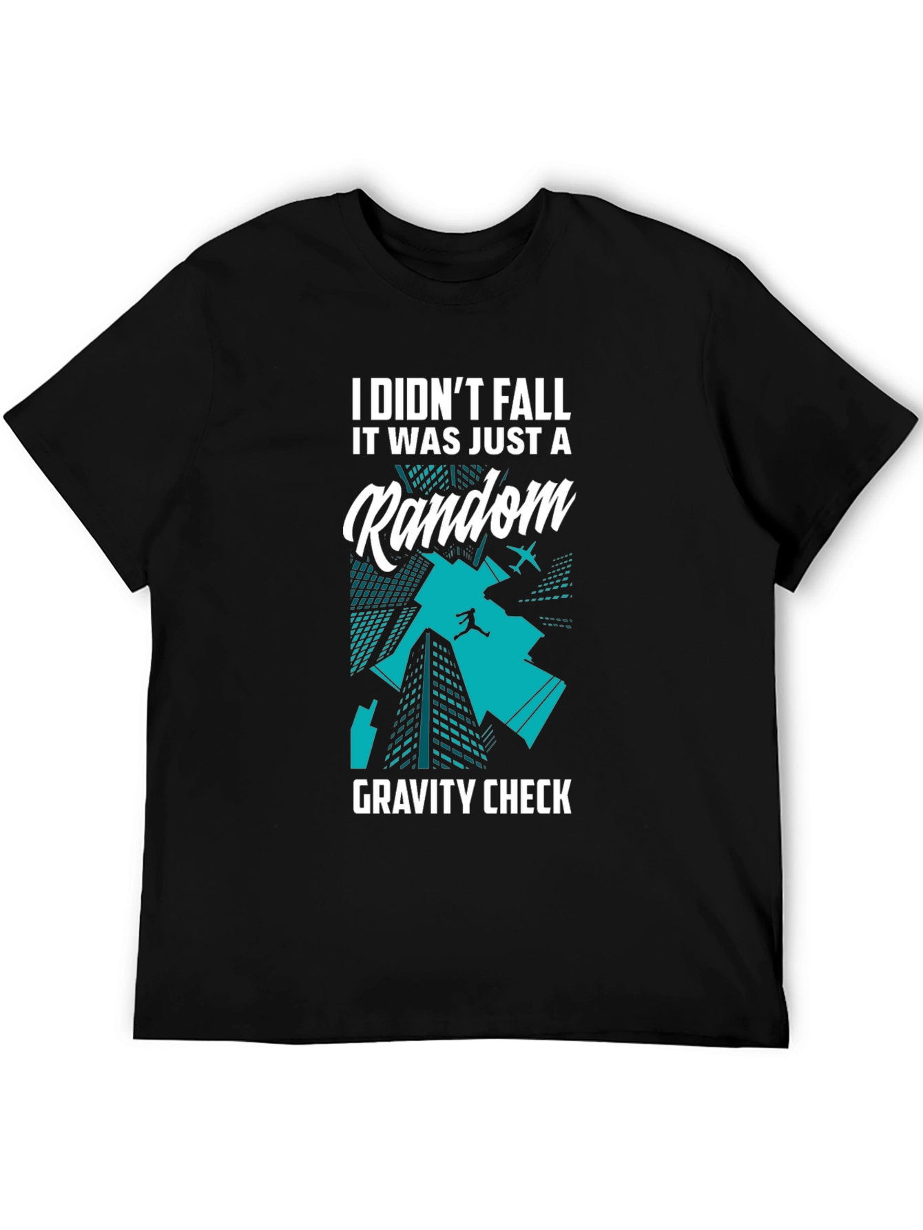 Black Random Gravity Check Black T-Shirt view 5