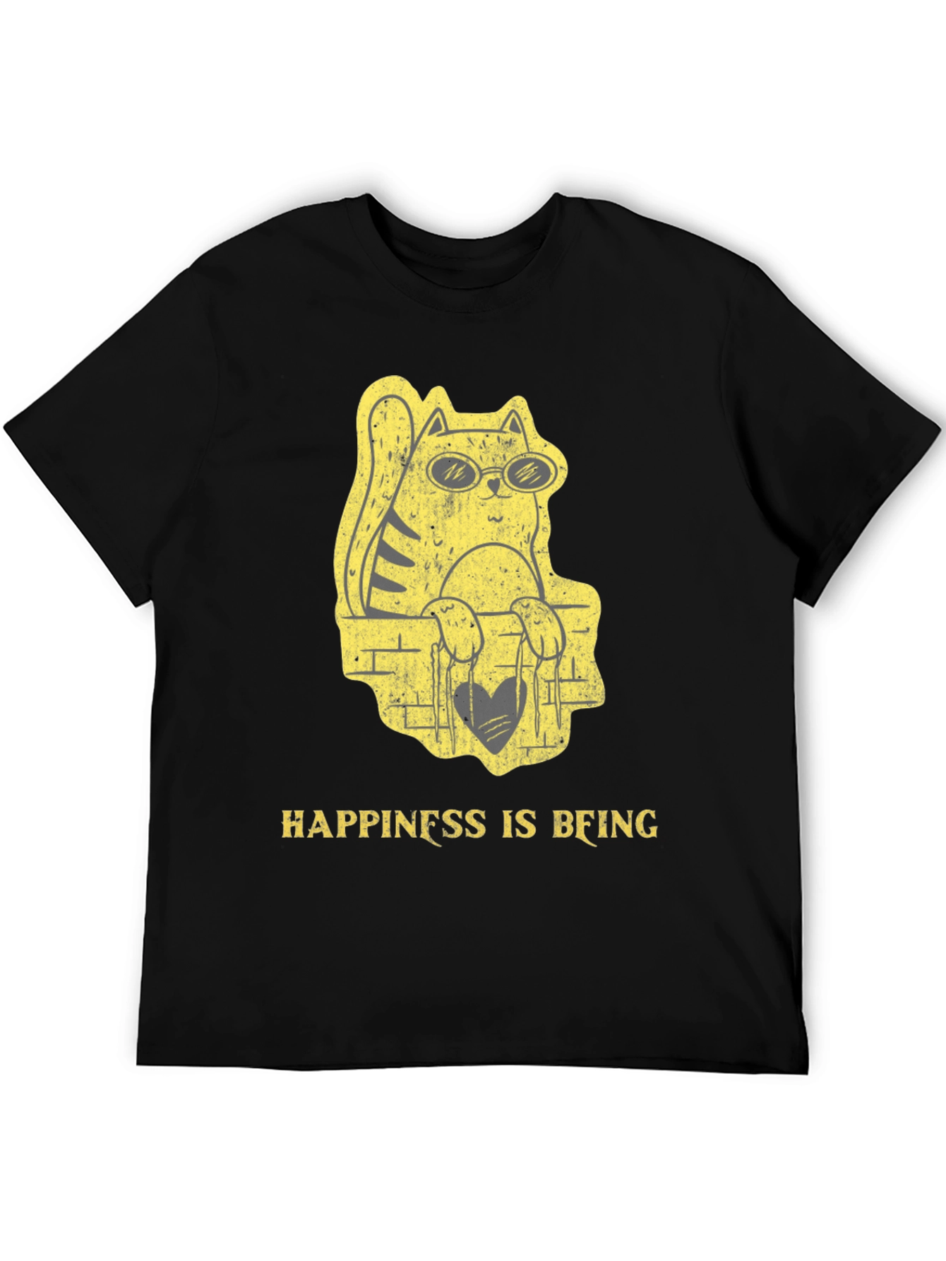 Black Cool Cat Graphic Tee - Happiness Is Being view 5