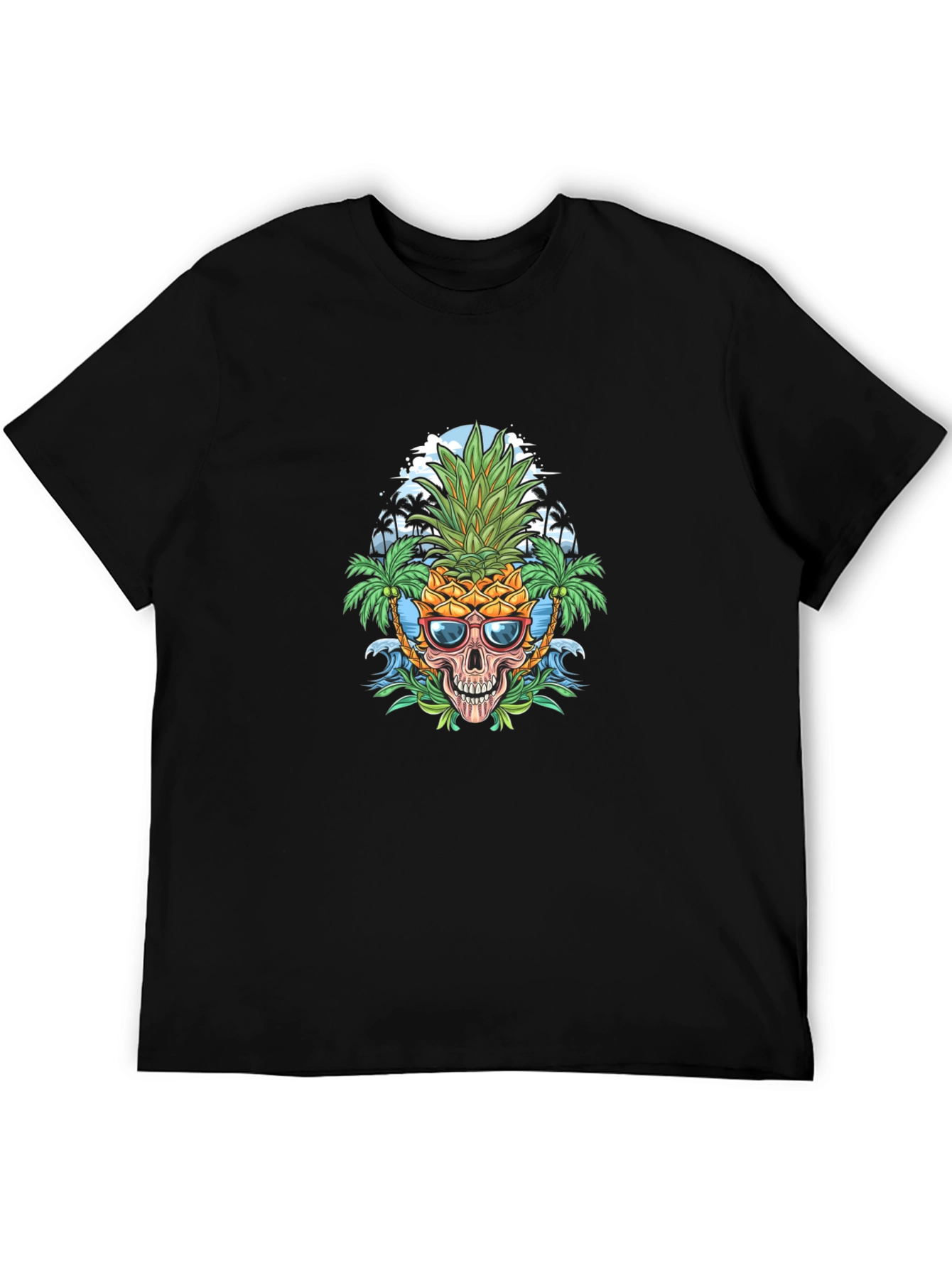 Black Pineapple Skull Graphic Tee - Tropical Vibes view 5