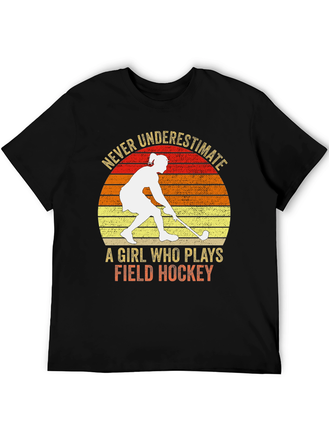 Black Never Underestimate Field Hockey T-Shirt view 5