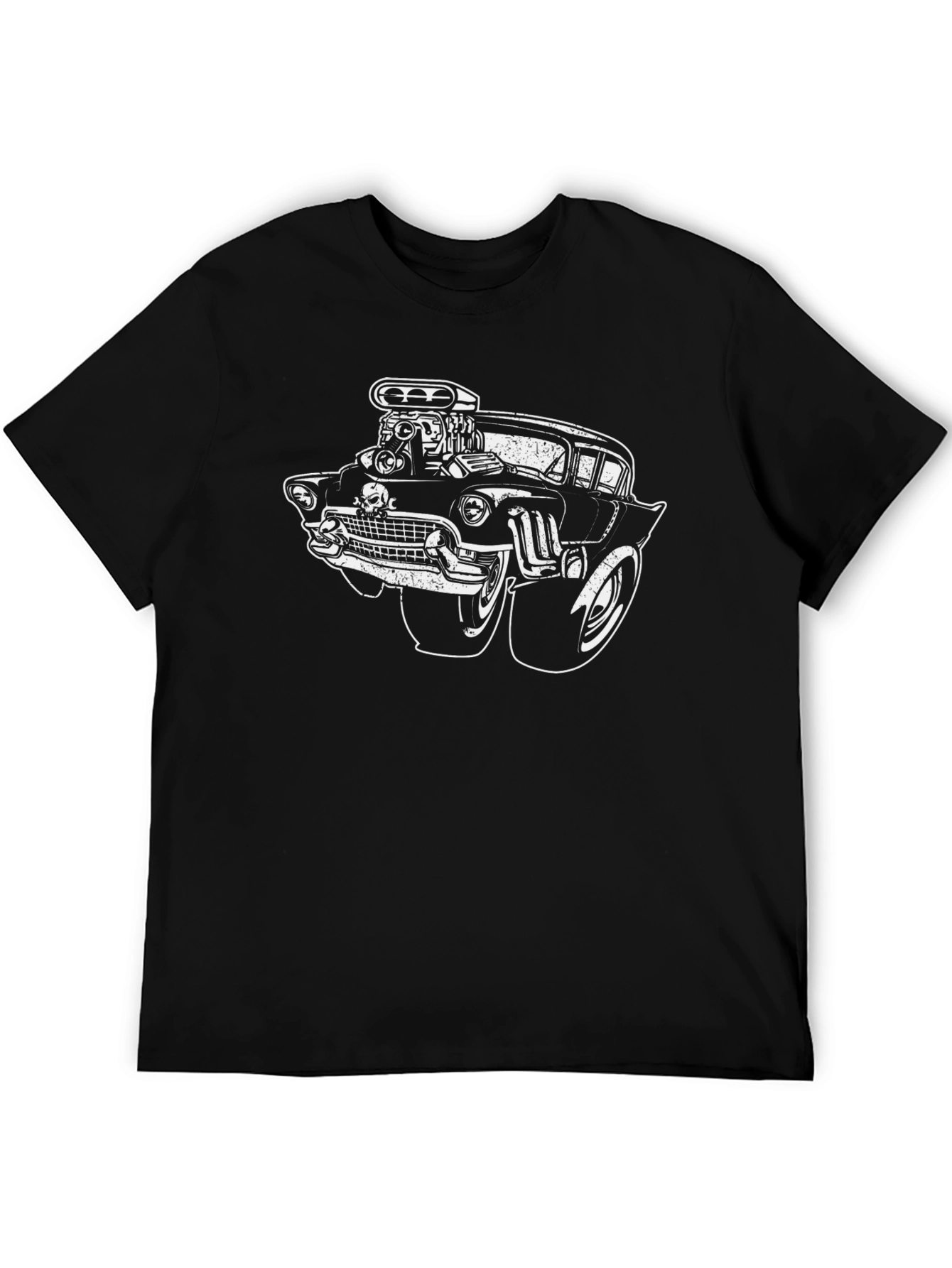Black Retro Hot Rod Car Graphic T-Shirt - Black view 5