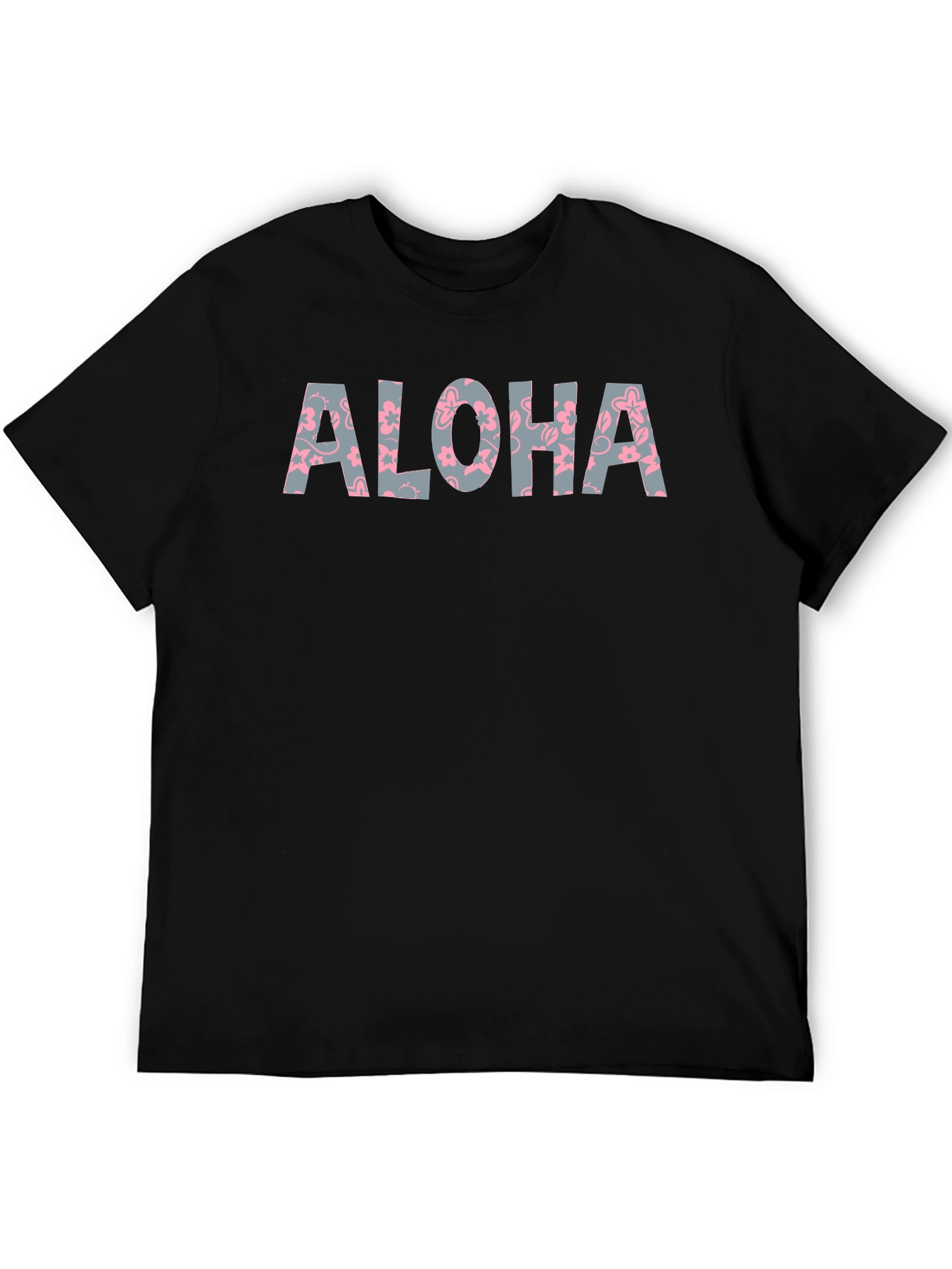 Black Aloha Floral Graphic Black T-Shirt view 5