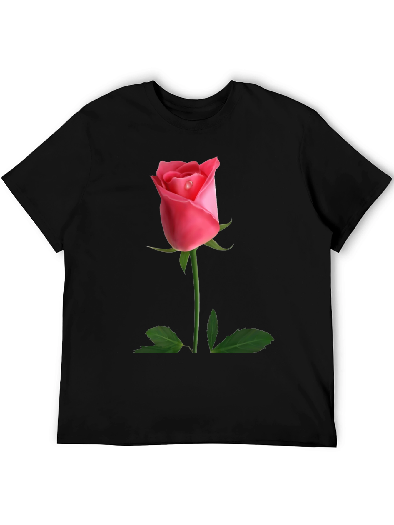 Black Rose Graphic Tee - Classic Black Cotton Blend view 5