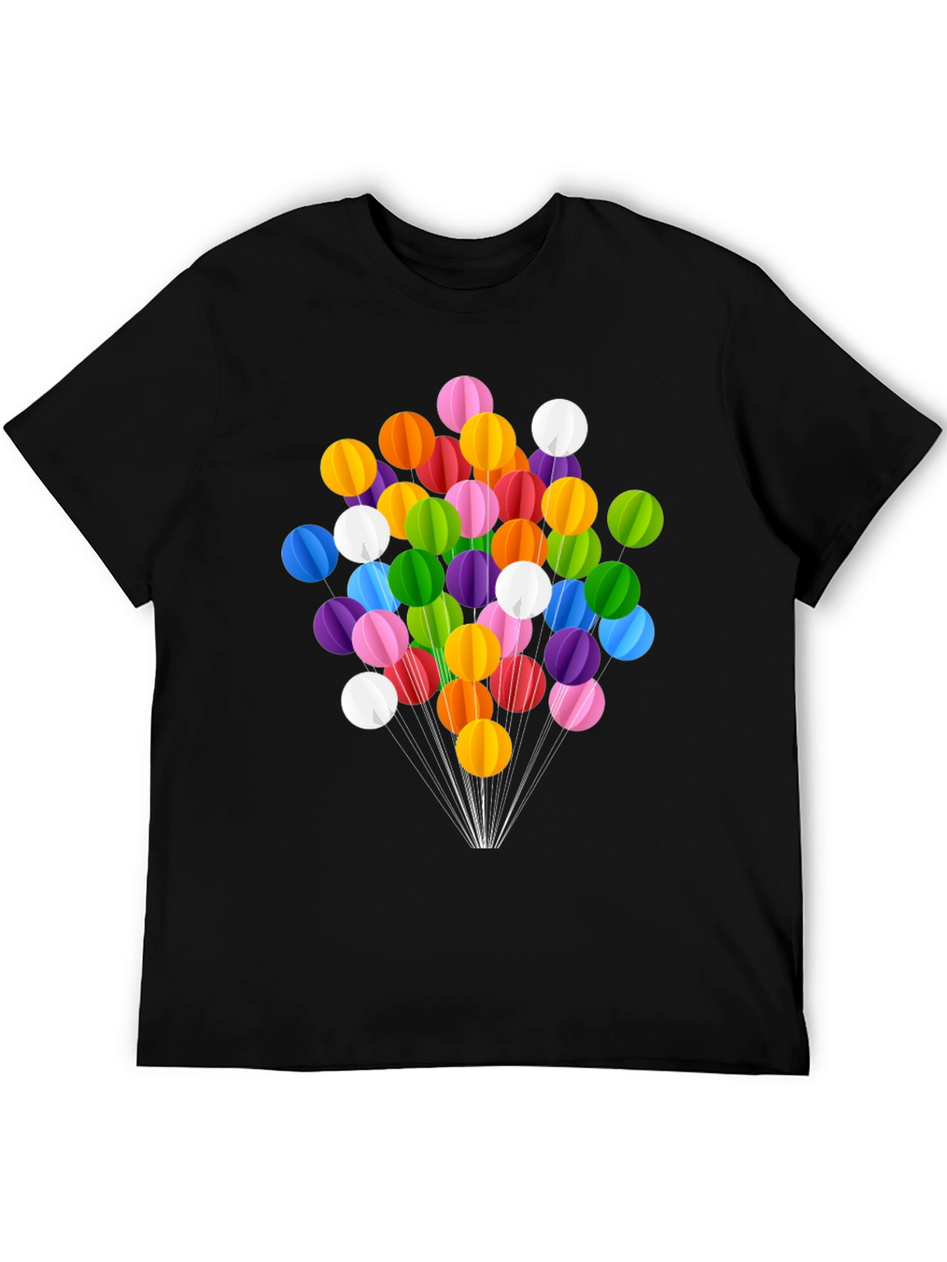 Black Colorful Balloon Graphic T-Shirt view 5